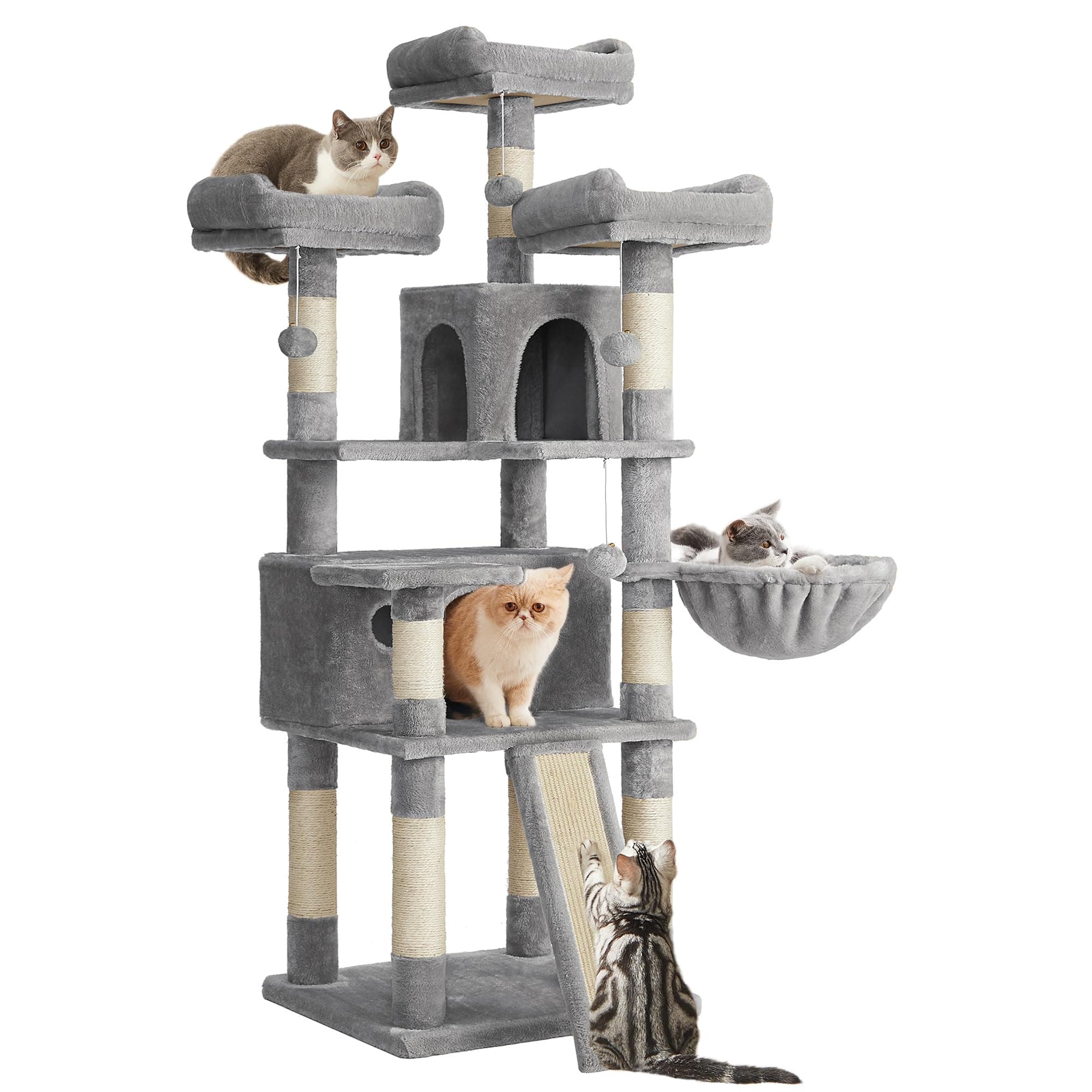 Feandrea Árbol para Gatos, L, 162 cm, Gris Paloma PCT019W01 | Gris Paloma, Colección CLAWFY PCT019W01