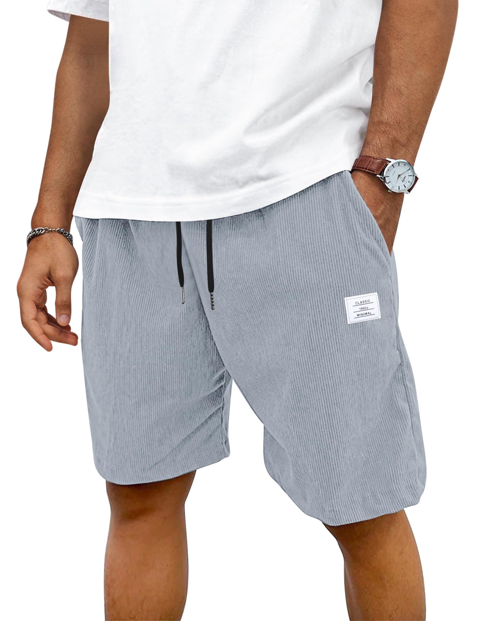 TARAINYA Velluto a Coste Pantaloncini Uomo Cotone Coulisse Estivi Causal Pantaloni Corti Uomo con Tasche