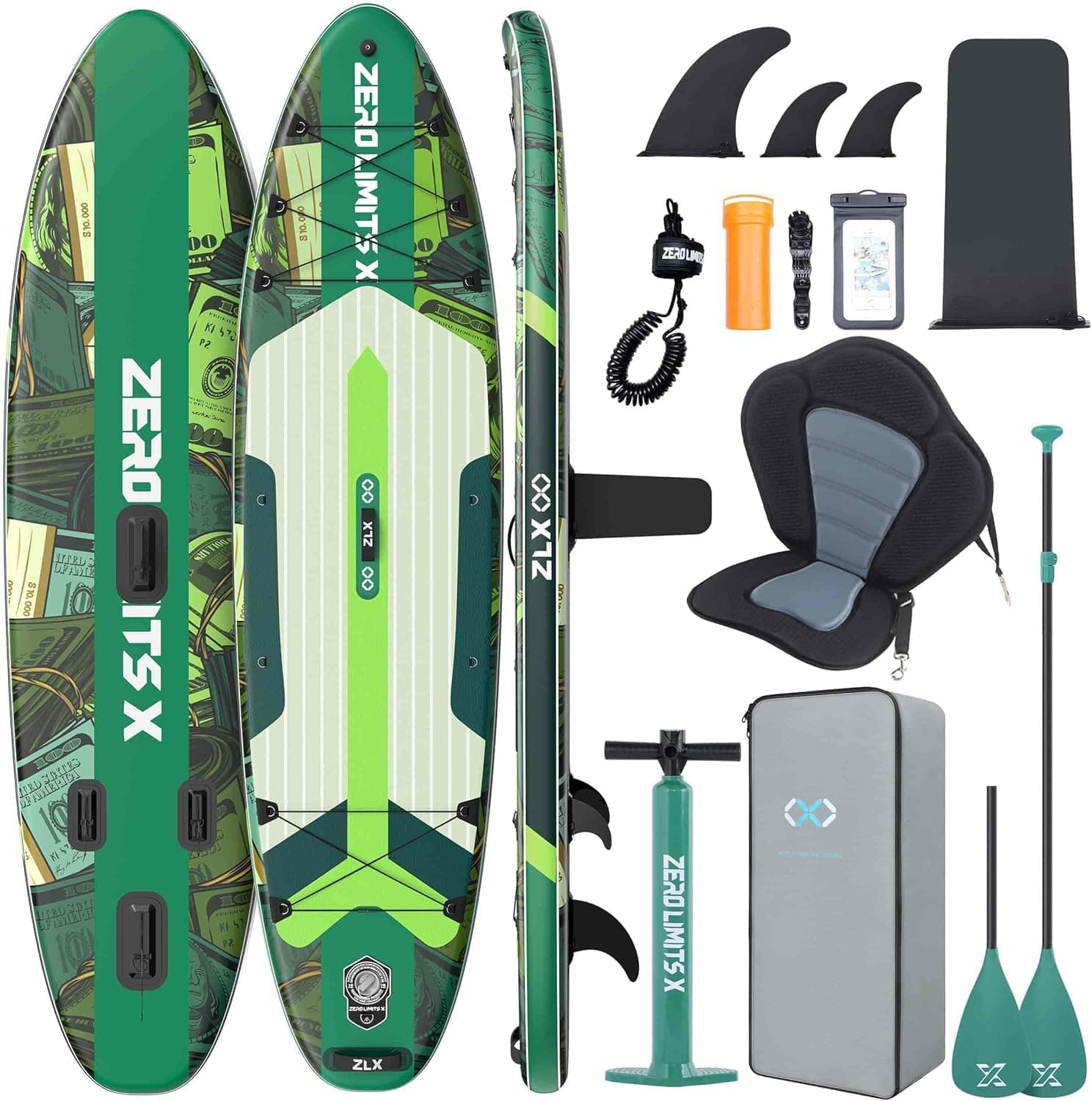 ZLX Tabla Paddle Surf Hinchable 320x84 cm, Sup con Asiento y Accesorios, Paddle Board Antideslizante, Estable y Resistente, Capacidad 200 kg, para Principiantes y Avanzados