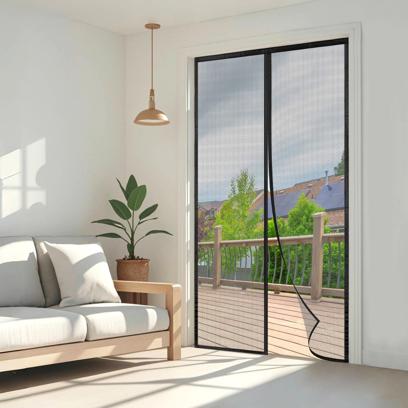 Wzlxcxxy Moustiquaire 65x205cm | Moustiquaire Porte Fenetre, Anti-Insectes, sans Perçage, Fermeture Automatique – Noir