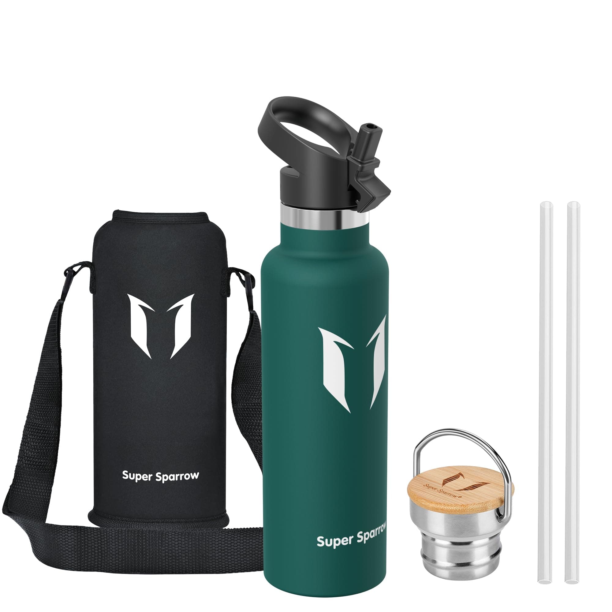 Super Sparrow Borraccia Termica 620ml - Bottiglia Termica Senza Perdite - Senza BPA Borracce Bambini - Per Scuola, Sport, Campeggio, Palestra, Ciclismo - Con 2 Tappi