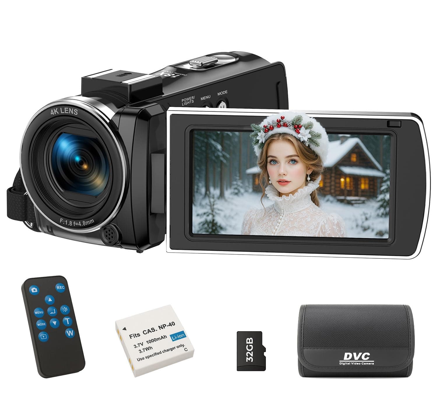 FIREFOTO Cámara de vídeo 4K 64MP Videocámara 18X Digital Zoom Camara Video, 3" 270° giratoria Pantalla Vlog Cámara para Youtube, Camcorder Video Camera con Tarjeta SD de 32 GB, Remoto, Batería