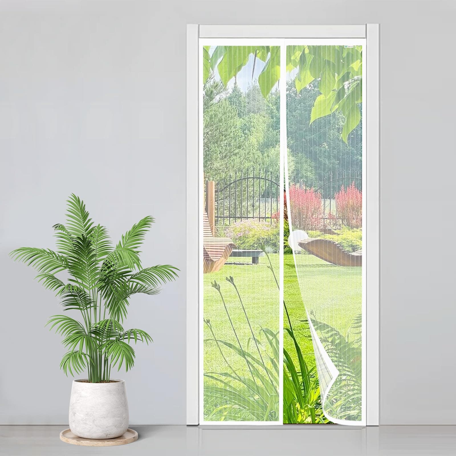 Moustiquaire Porte Fenetre Magnetique 130x220cm, Bonne Qualité Rideau de Porte Antimoustique, Sans Perçage, Installation Facile, Convient aux Balcons, Caves et Chambres, Blanc