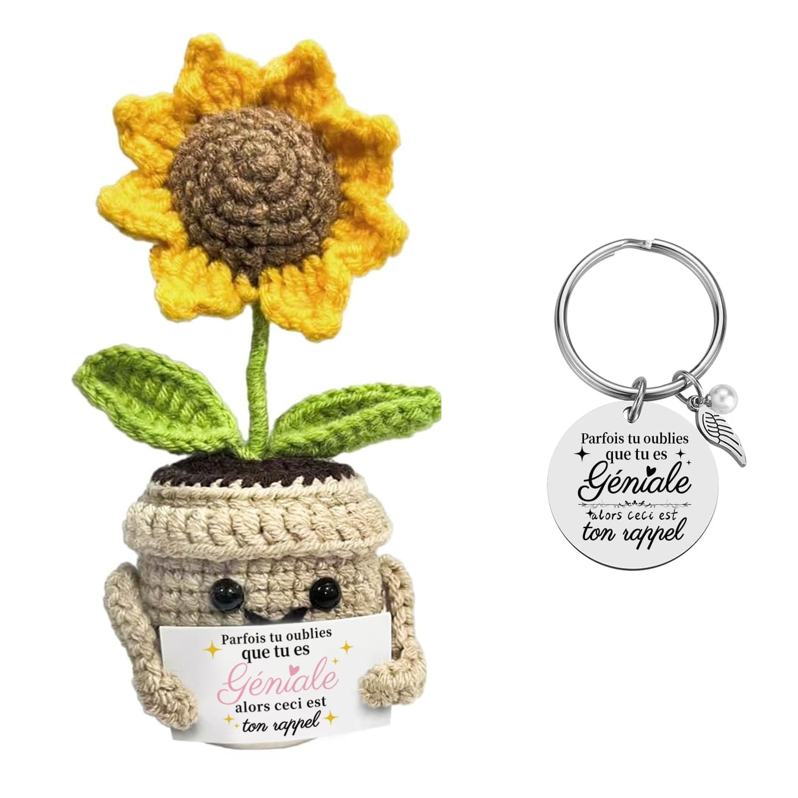 iTbxzzy Cadeau Femme, Cadeau Anniversaire Femme, Petits Cadeaux Mignons De Tournesols Au Crochet Faits Main