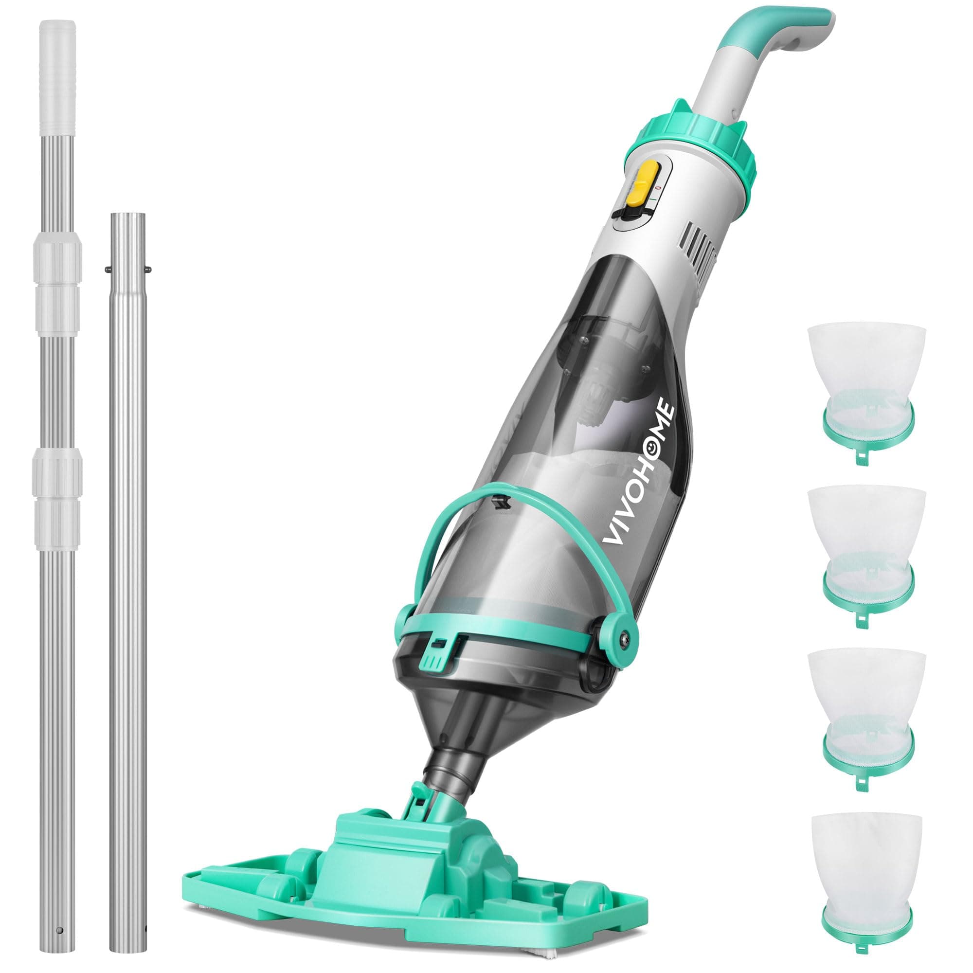 VIVOHOME Aspirateur Piscine sans Fil avec Perche Télescopique 278cm, Nettoyeur de Fond avec Indicateur de Batterie, Débit 4200LPH, Autonomie 60 Minutes pour Piscine Hors-Sol et Enterrée, Spa