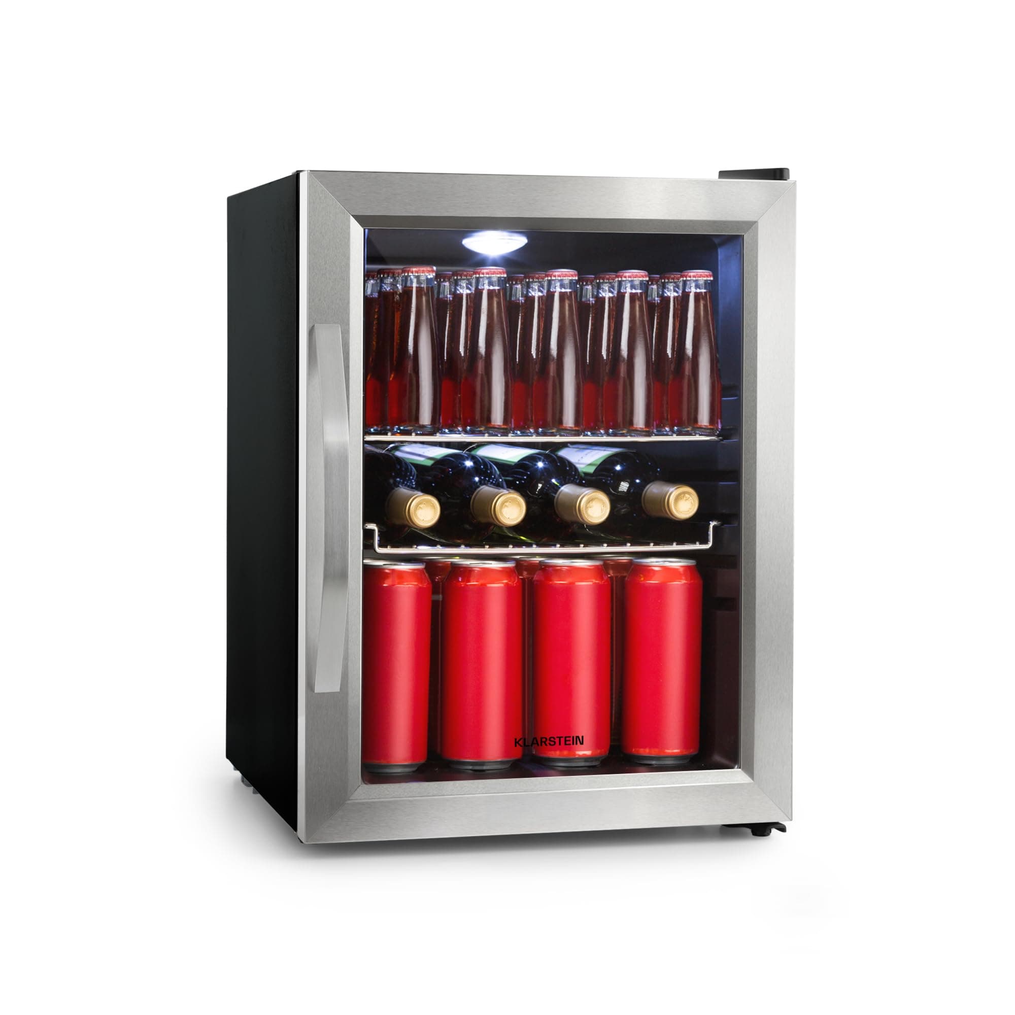 Klarstein Beersafe M Mini Frigo de Chambre pour Boissons, Petit Frigo Silencieux, Mini Bar Intérieur, Petit Refrigérateur Camping, Stockage de Bières, Vins, Boissons, Etagères Amovibles, 0-10°C, 33L