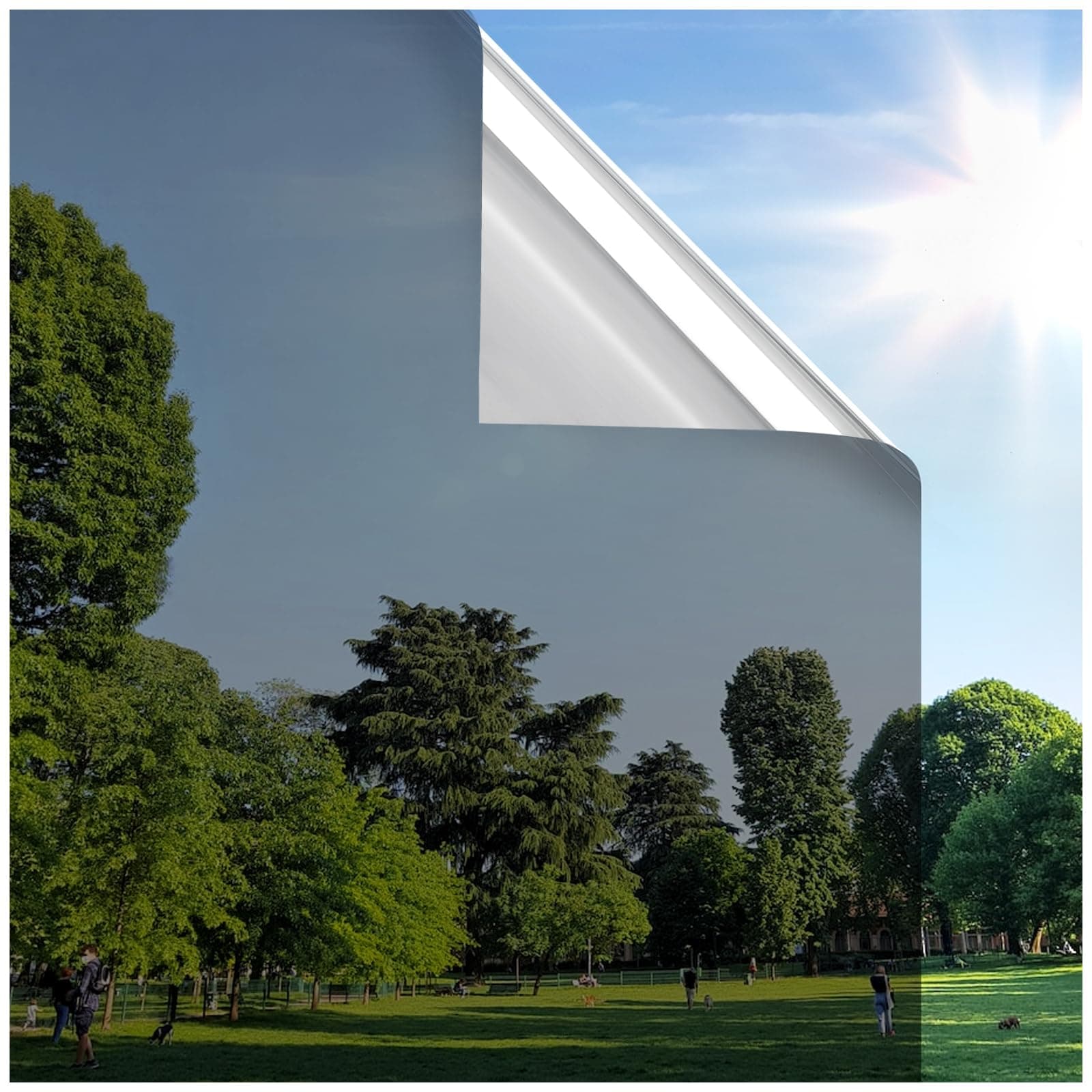 rabbitgoo Vinilos Espejo para Ventanas Privacidad, Lamina Solar Ventana Anti UV Anti Calor, Vinilos para Cristales Estatico, Removible Reutilizable, para Hogar Oficina Tienda, 60x200cm, Negro Plata