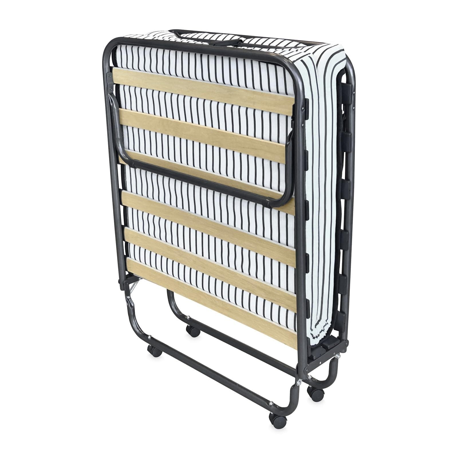 Duérmete Online - Cama Plegable con colchón de 80 x 190 cm, Plegatín con Colchón de Invitados, Estructura de Metal con 4 Ruedas, Práctica y Funcional