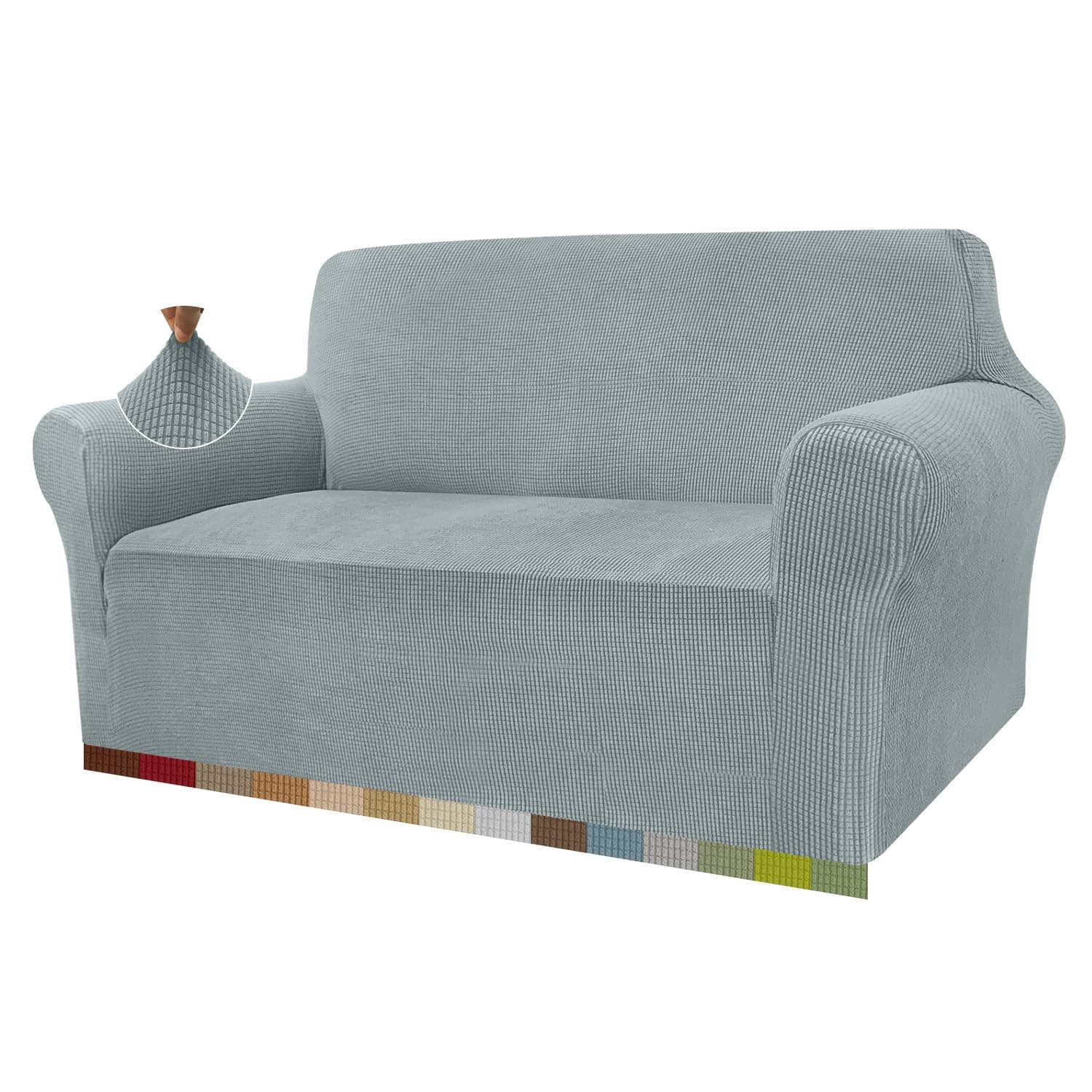 Granbest - Copridivano altamente elasticizzato, moderna fodera per divano in jacquard elastico per soggiorno, protezione per cani e animali domestici, 2 posti, grigio neutro