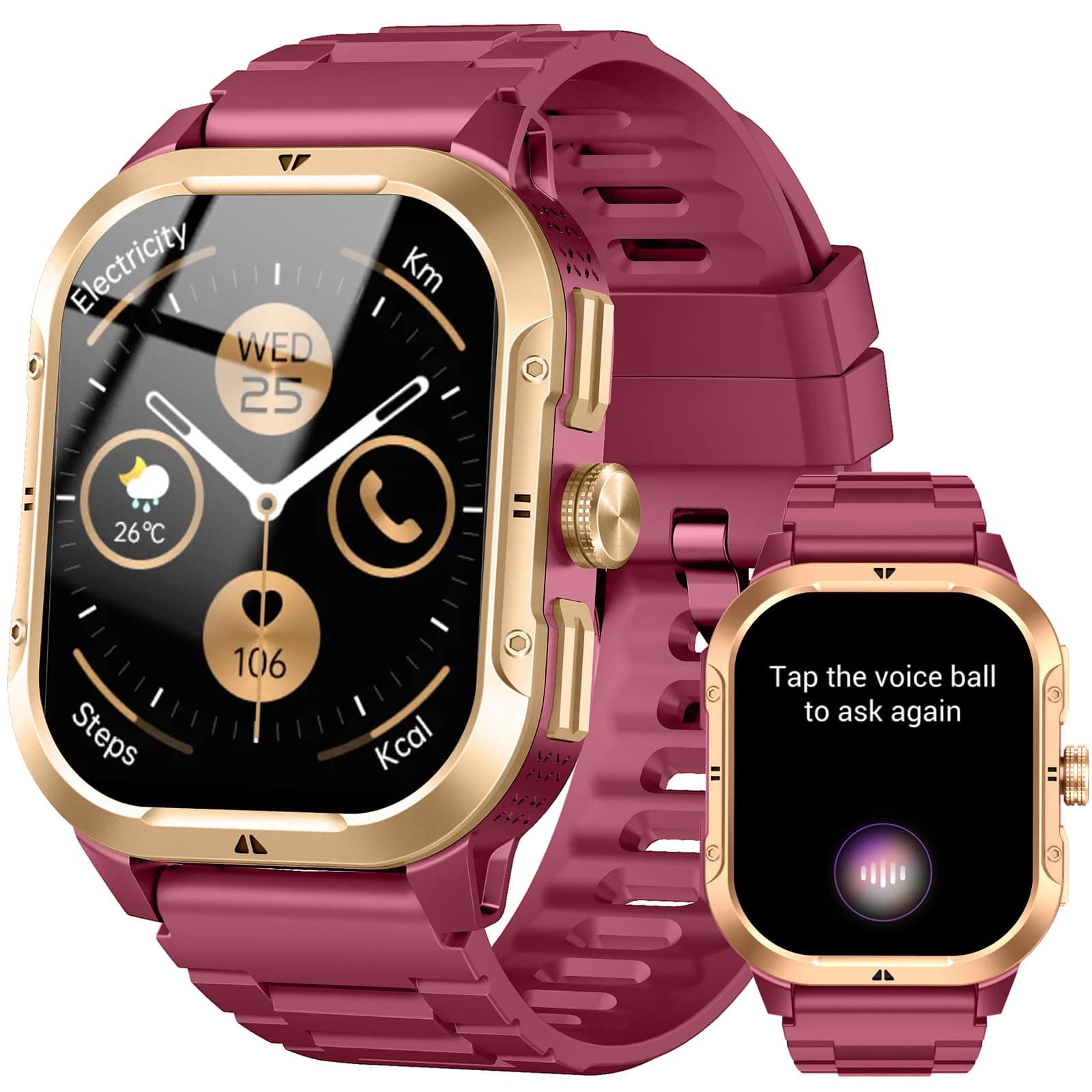Jugeman Reloj Inteligente Hombre con GPS, 2.06'' Smartwatch,Fitness Tracker | Llamadas Bluetooth, IP68, 110+ Modos Deportivos, Monitor de Sueño/Podómetro/Pulsómetro Smart Watch para Android iOS
