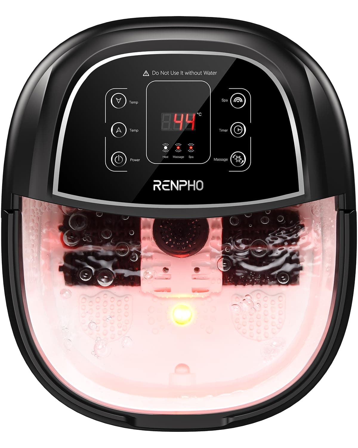 Bain de Pieds Hydromasseur RENPHO avec Chauffage Rapide, Massage Automatique et Jets de Bulles Puissants, Rouleaux de Massage Shiatsu, Pédicure pour les Pieds Fatigués,Température Réglables