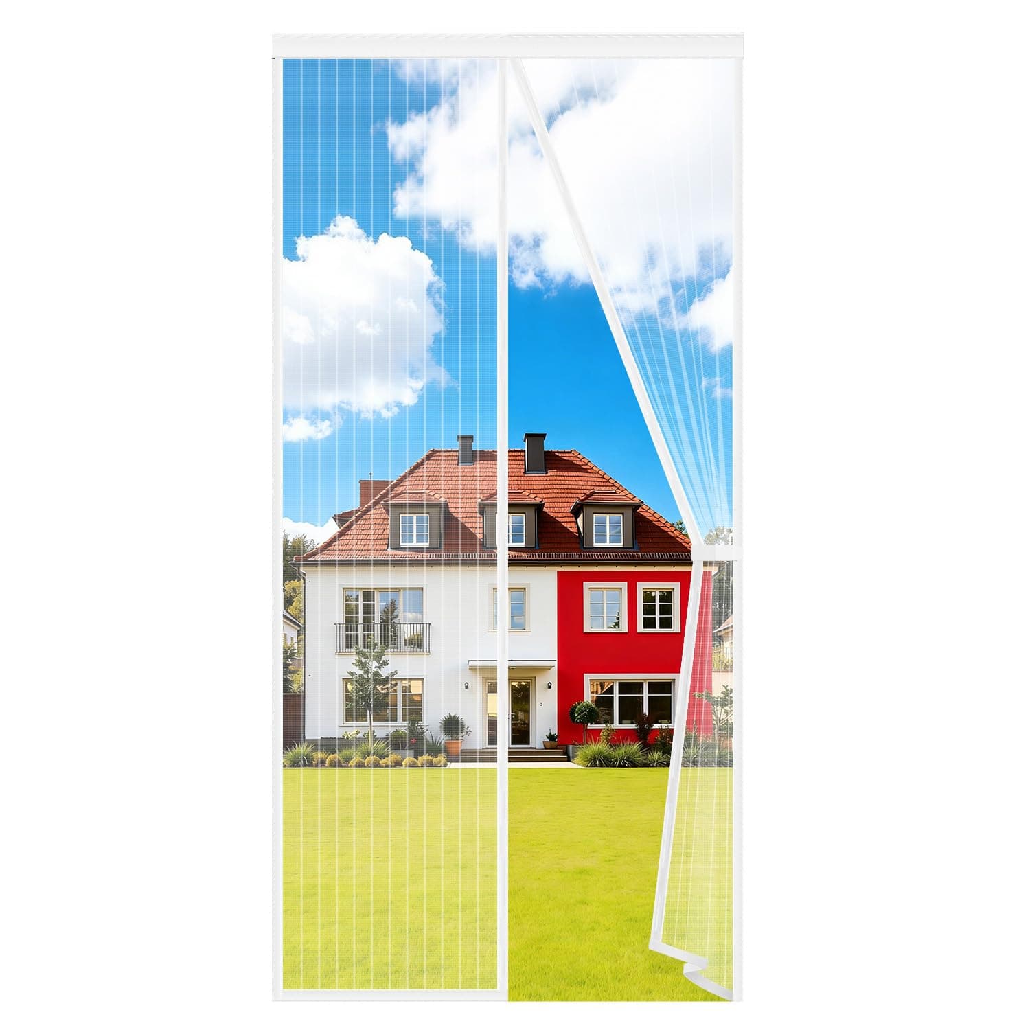 Auxmir Mosquitera Puerta Magnética, 80x200CM Ensanchada y Engrosada Cortina Mosquitera Exterior Antimosquitos Imantada Cierre Automático Malla Imanes de Poliéster Imanes, Blanco