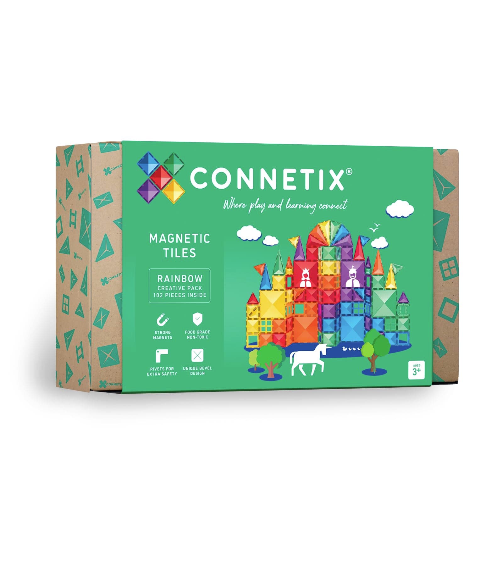 CONNETIX Tuiles magnétiques Arc-en-Ciel Paquet créatif, 102 pièces