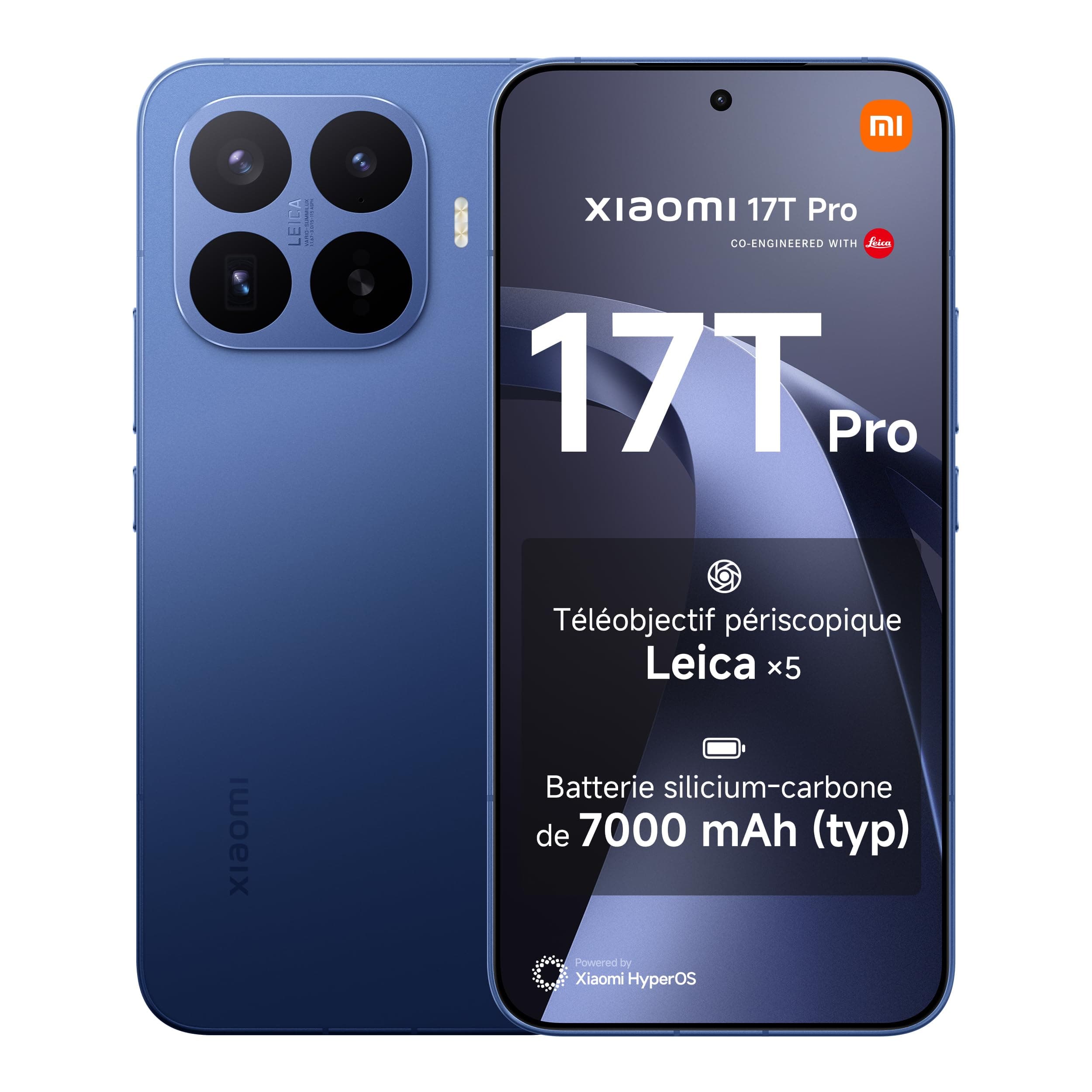 XIAOMI 17T Pro, Smartphone 12+512 Go, écran Eye-Care 6,83" 144Hz, Batterie 7000mAh, Téléobjectif Leica x5, HyperCharge 100W, Bleu, 1 an de Garantie supplémentaire