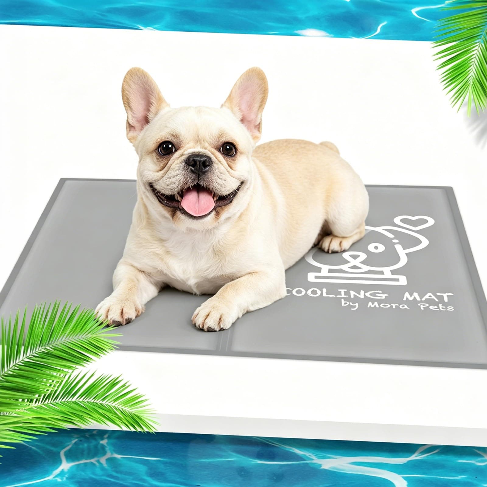 Pawtasy Tapis Rafraichissant pour Chats et Chien Matelas Refroidissant Gel Non Toxique Tapis Fraicheur pour Animaux de Compagnie Matelas Refrigerant Étanche et Facile à Nettoyer M 65 x 50 cm, Gris
