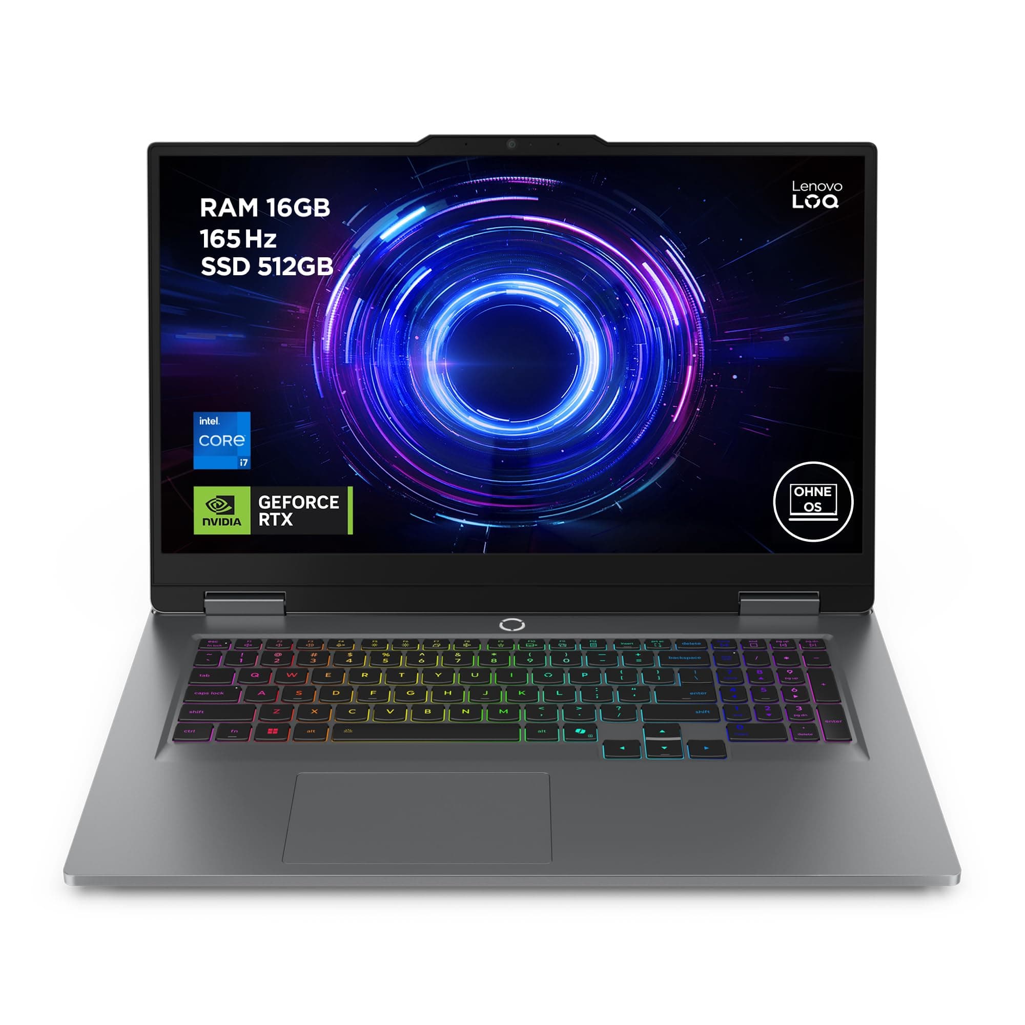Lenovo LOQ | Laptop | i7 | 16GB | 512GB | RTX 5070 | 17.3 FHD Display |165Hz | Intel i7-14700HX | 16GB RAM | 512GB SSD | NVIDIA RTX 5070 | RGB Tastatur |QWERTZ |Ohne Windows|Grau