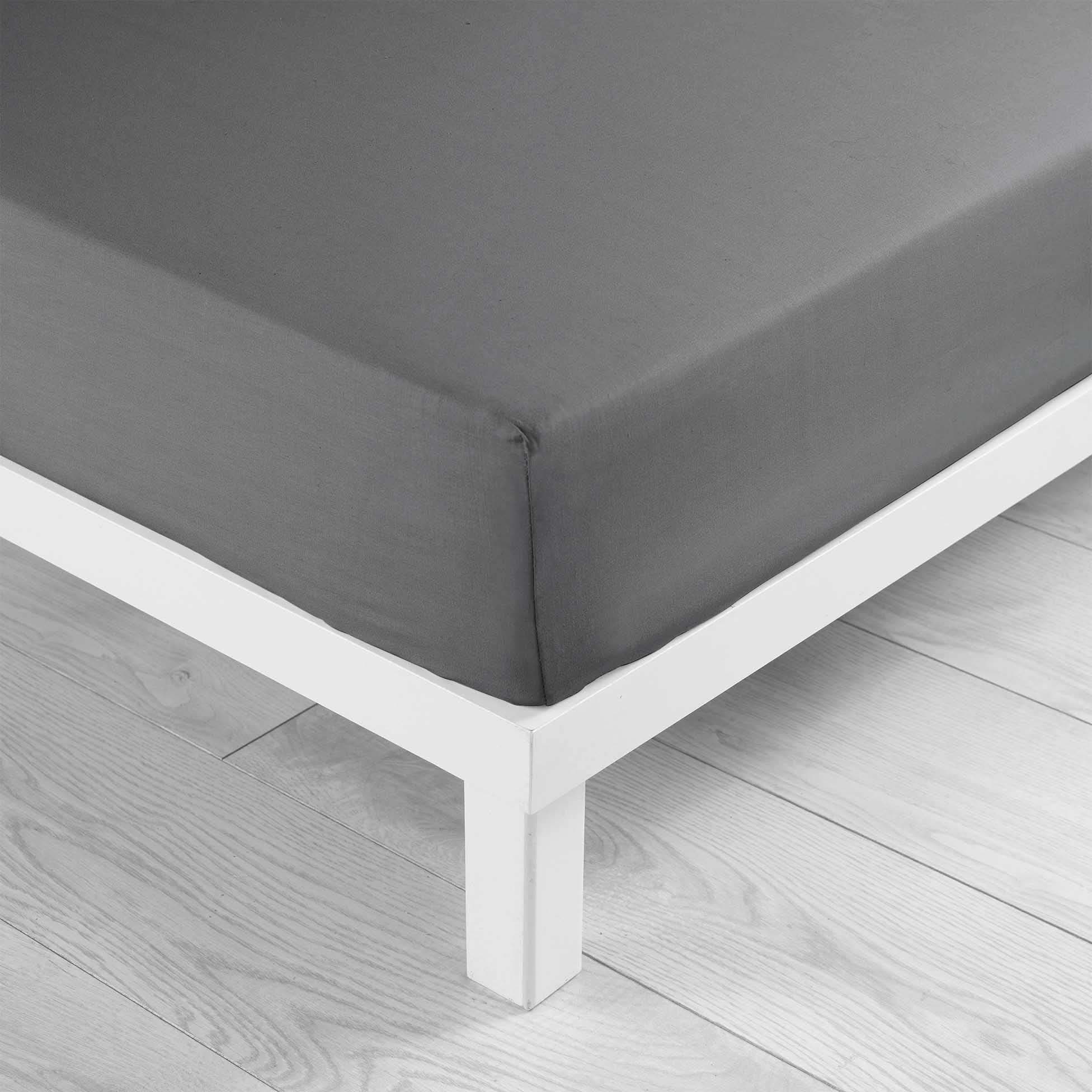 douceur d'intérieur, Drap Housse (140 x 190 cm) Lina Anthracite, 100% Coton | Coton 57 fils : douceur naturelle et excellente résistance