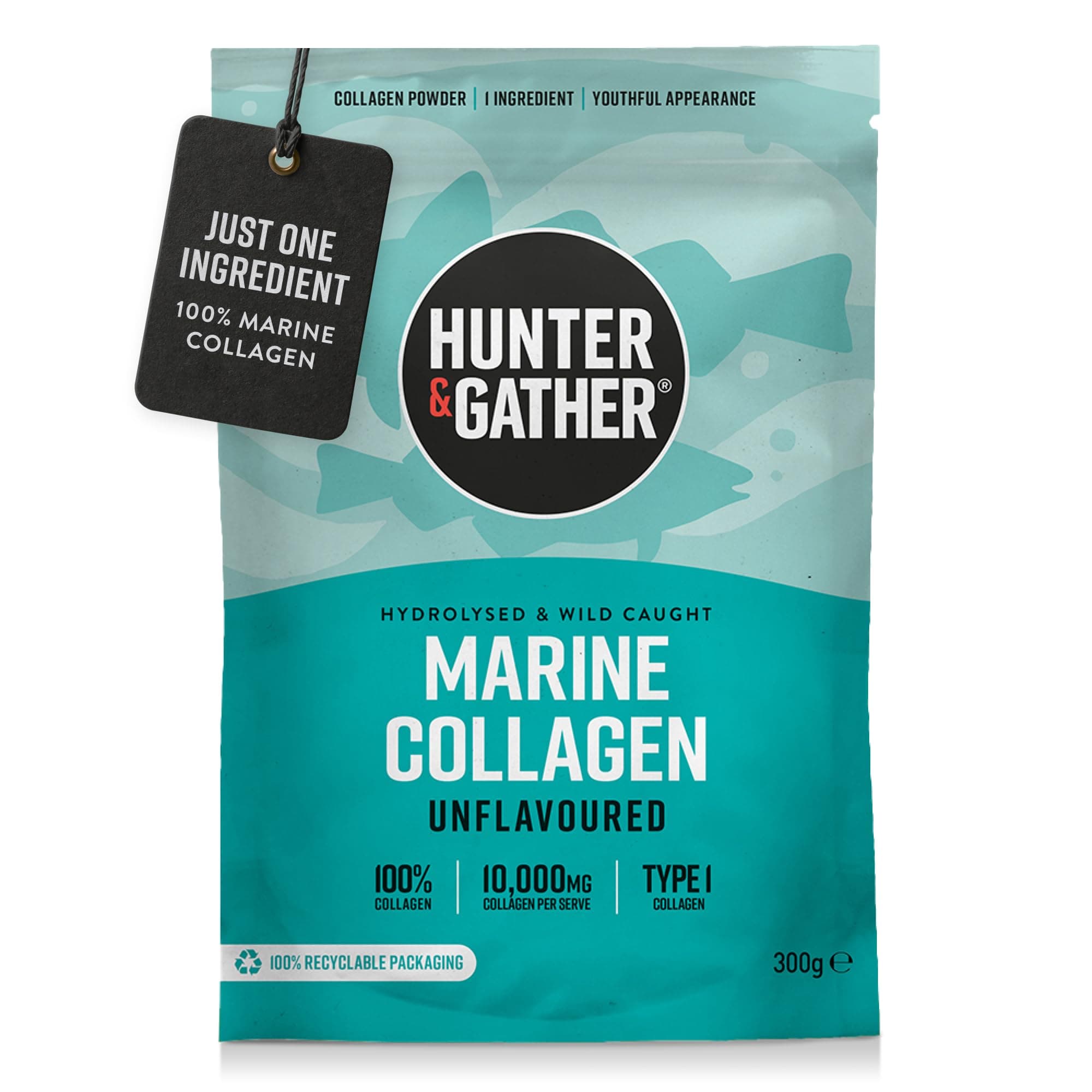 Hunter & Gather Colágeno Marino en Polvo 300g – Péptidos de Colágeno Hidrolizado Marino Puros Sin Sabor Premium para Cabello Piel Uñas Músculos