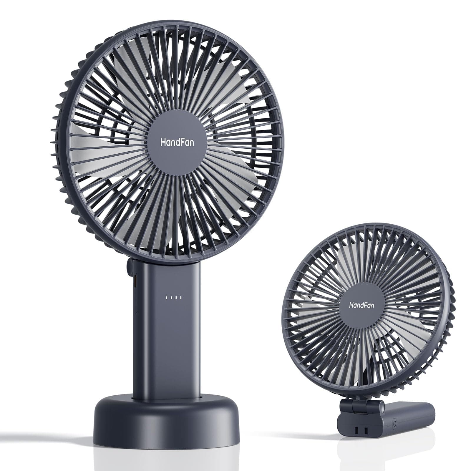 HandFan Ventilateur portatif de 15,2 cm avec batterie de 4000 mAh, ventilateur personnel à 6 vitesses, flux d'air puissant, base amovible, temps de fonctionnement de 5 à 34 heures, pliable à 180° pour