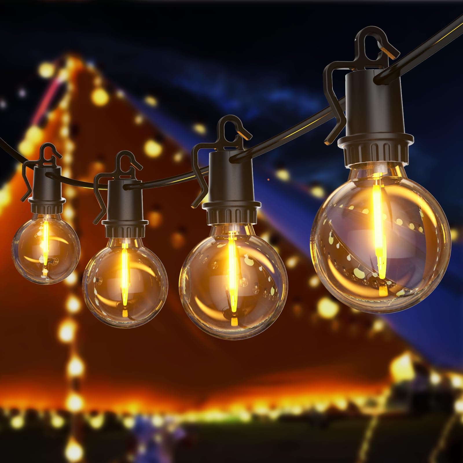 FIFlying Guirnalda Luces Exterior 20,1 M/65,9 FT G40 Guirnaldas de Luce Exterior LED con 30+2 Bombillas, Impermeable, Guirnalda Luces Exterio Enchufables 2700 K Blanco Cálido para Patio Jardín Cafe
