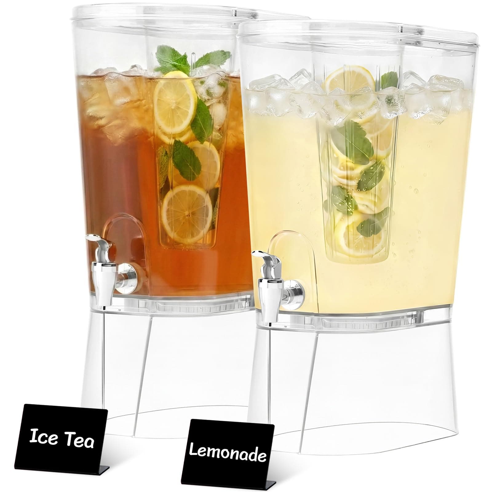Lifewit 8L Grande Dispenser Bevande con Rubinetto, Dispenser Acqua con Filtro e Cartelli Cancellabili, Distributore Bevande in Plastica per Cocktail, Succhi, Limonata, 30 x 38 cm, Set di 2