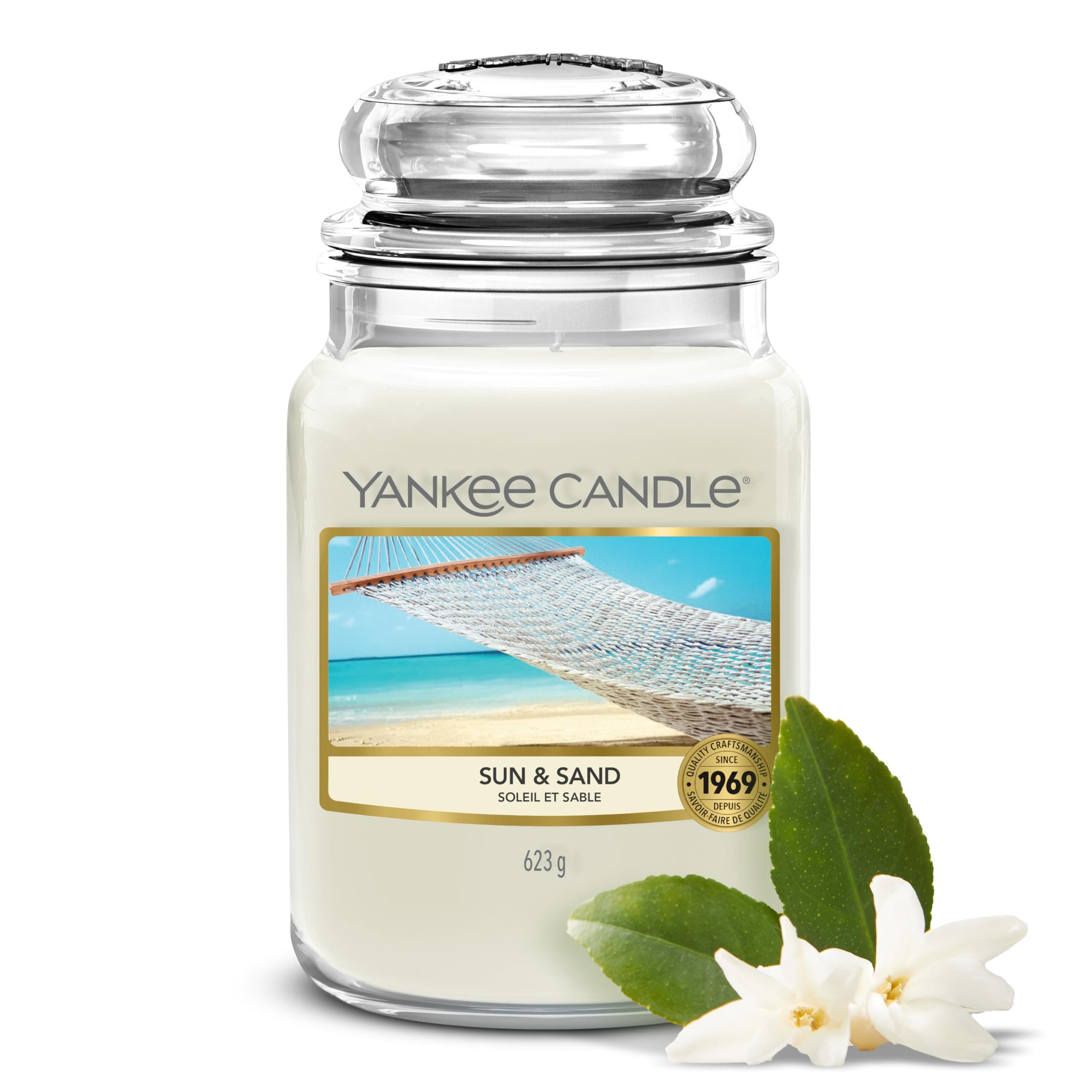Yankee Candle Candela Profumata | Sun & Sand Grande Barattolo | Candele a Lunga Durata: fino a 150 Ore | Regali Perfetti per Donne