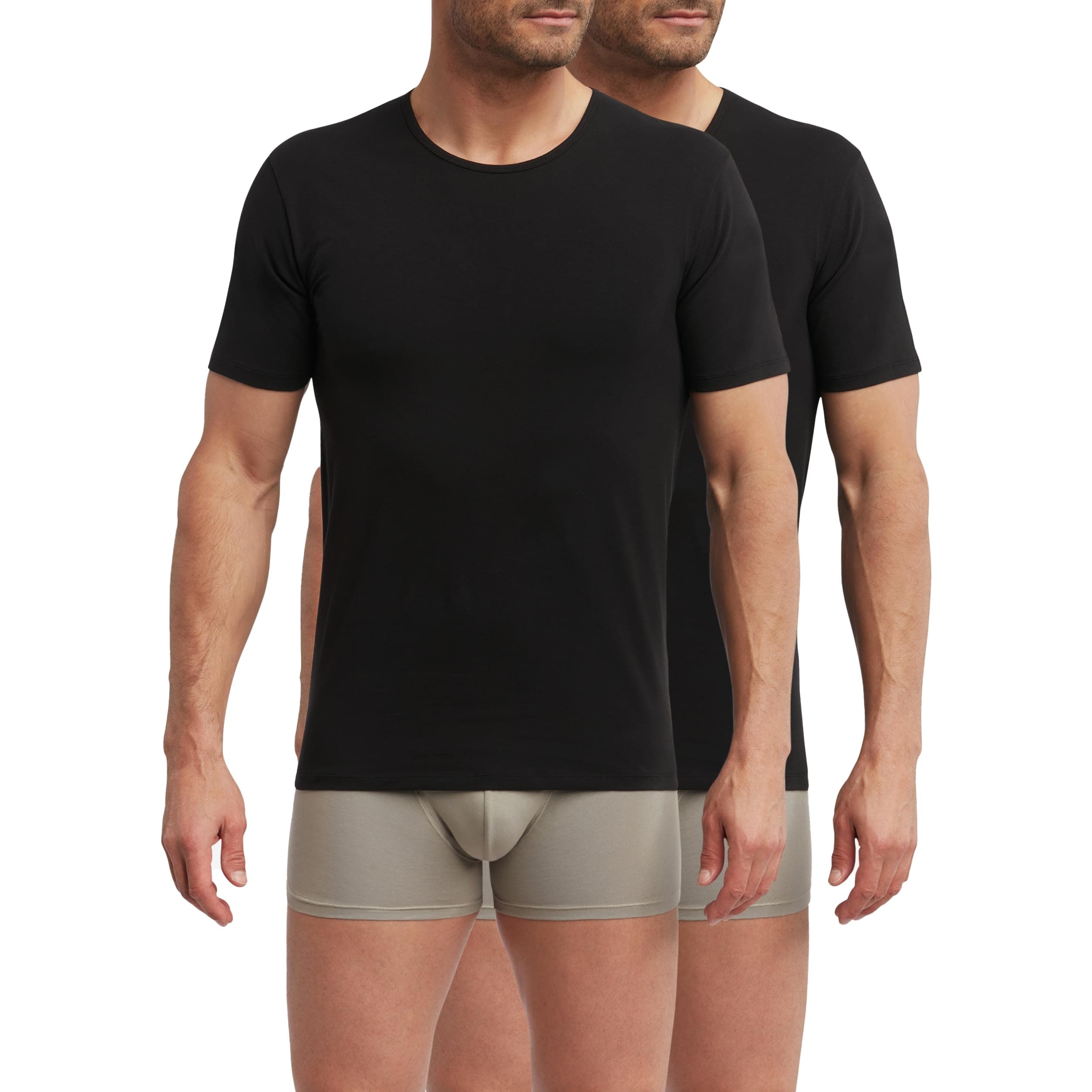 Dim T-Shirt Homme Thermorégulateur en Coton Col Rond Dim Sport x2