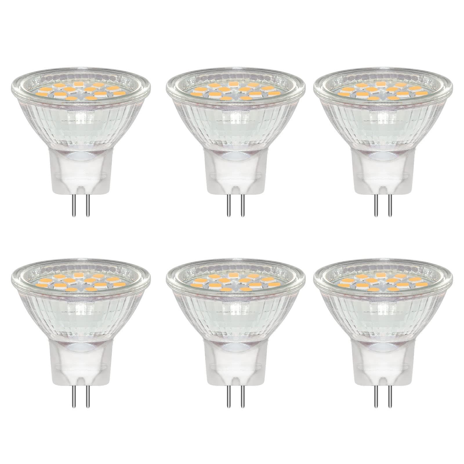 Caldarax 6 Pezzi Lampadine Spot GU4 LED 3W, 35 * 35mm, Bianco Caldo 3000K, Equivalente a Lampada Alogena 20W 30W, 300LM, AC/DC 12V-24V, Fascio 120°, con Vetro Protettivo Trasparente, Non Dimmerabile