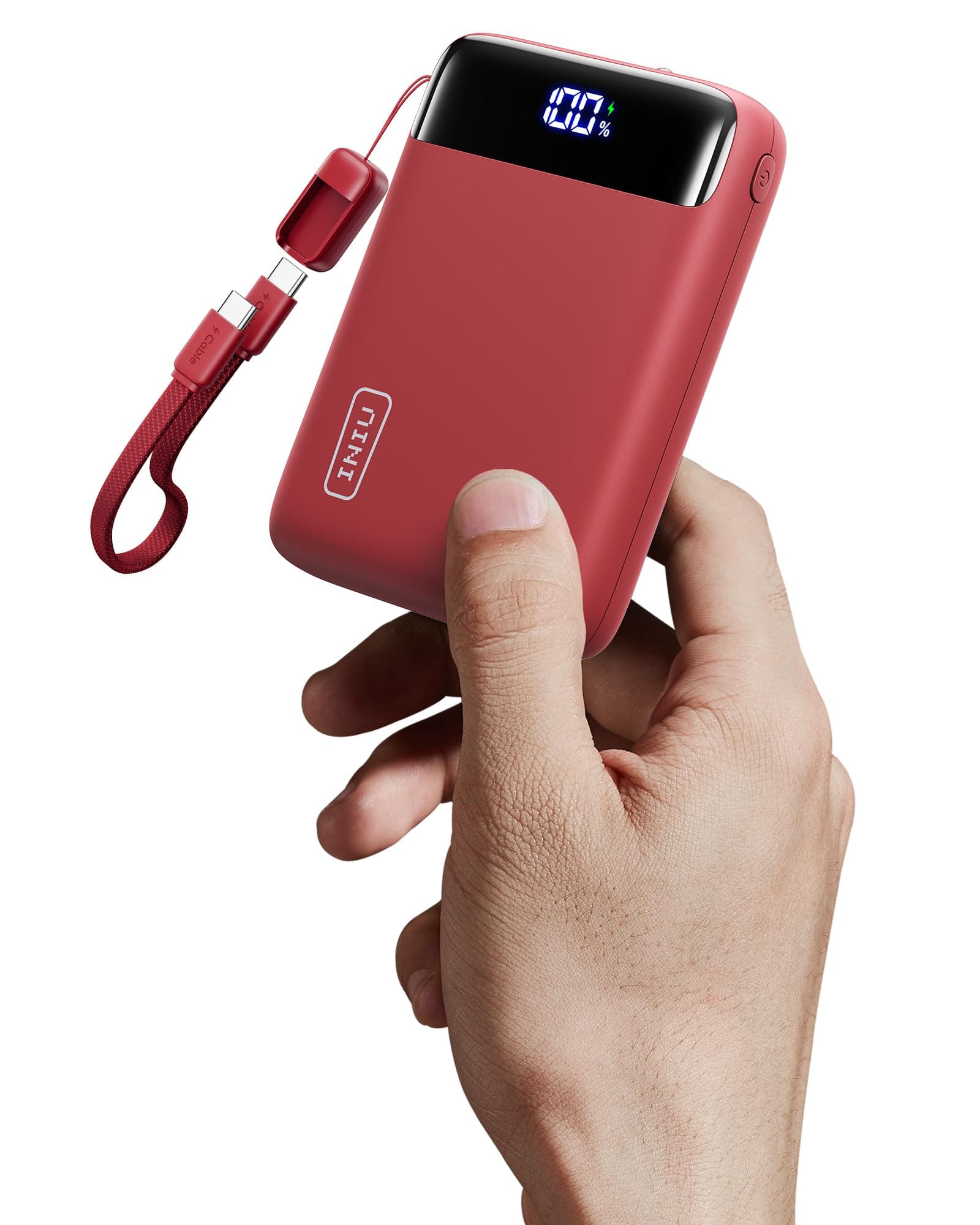 INIU Power Bank, Mini 22,5W PD 20000mAh Bateria Externa Carga Rapida, USB C Input & Output Bateria Portatil para iPhone Samsung iPad Airpods, Mochila Viaje Essentials Apto para Hombres y Mujeres, Rojo