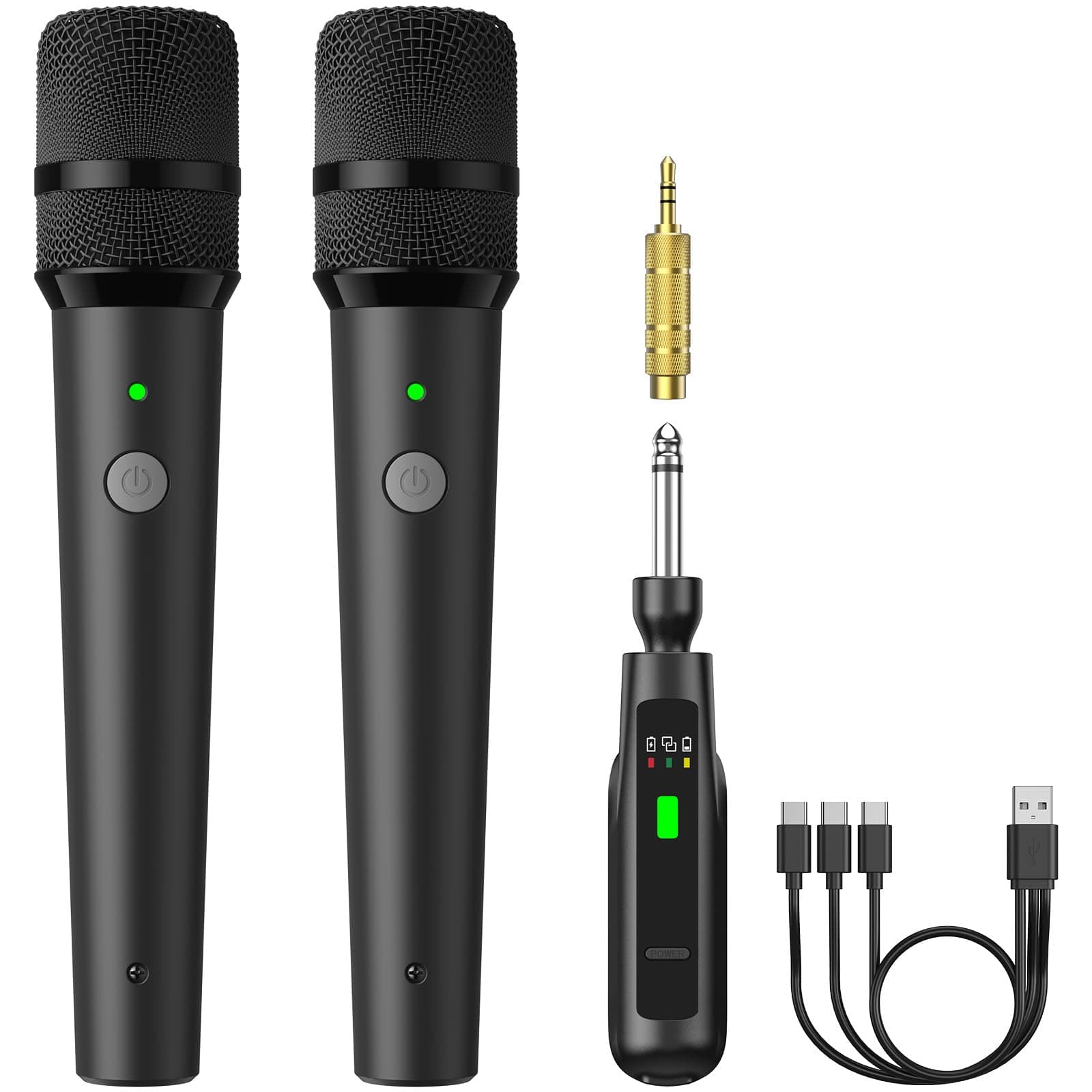 TONOR Micro Dynamiques sans Fil Rechargeables, Système Double Microphones à Main avec Récepteur pour Karaoké, Chant, Fêtes à Domicile, Anniversaire, Discours, Autonomie 30H, 2.4GHz, TW 220