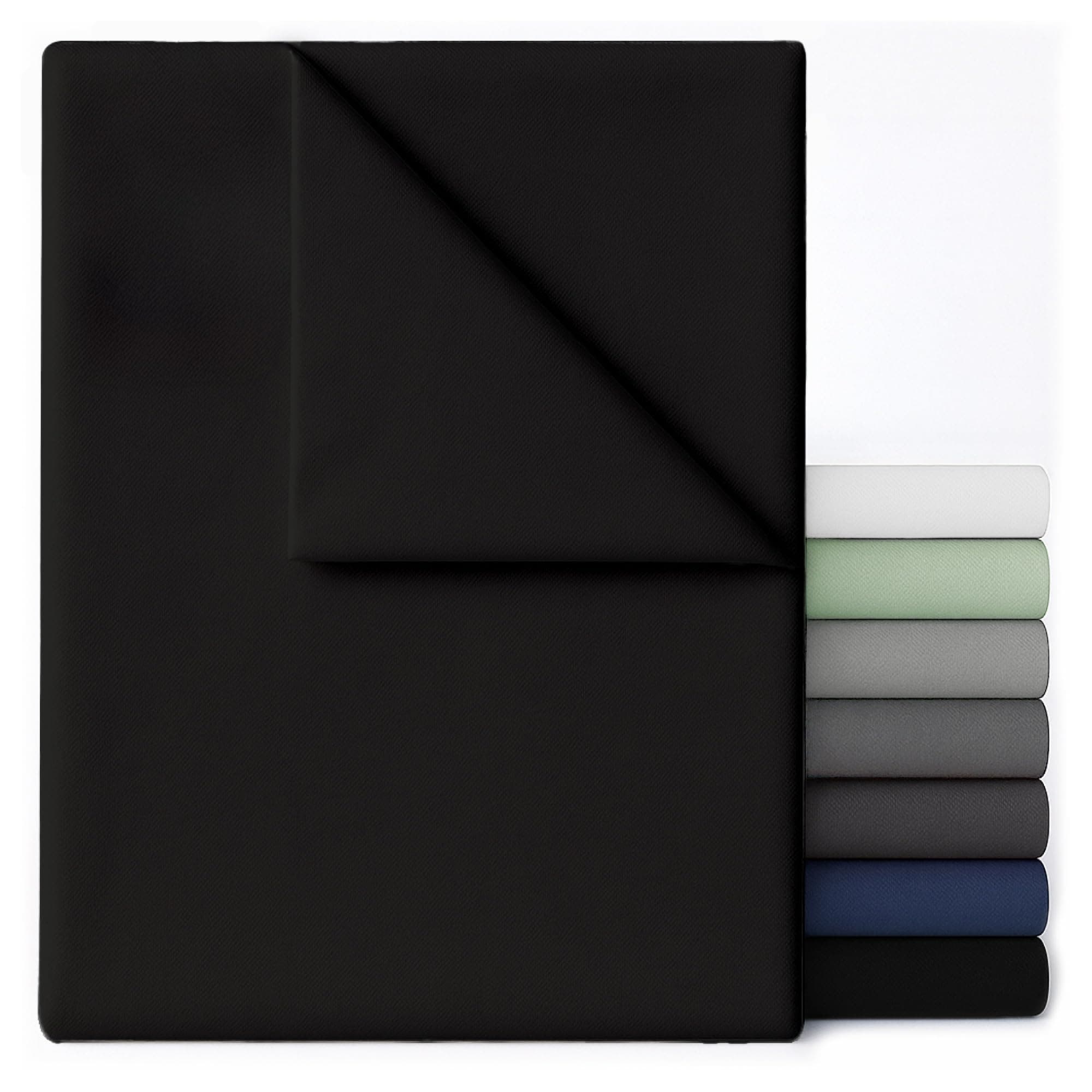 Dreamzie Drap Plat sans élastique - 170x260 Noir - Microfibre Brossée Ultra Doux pour lit Simple 80x190/90x190 - Certifié Oeko-Tex
