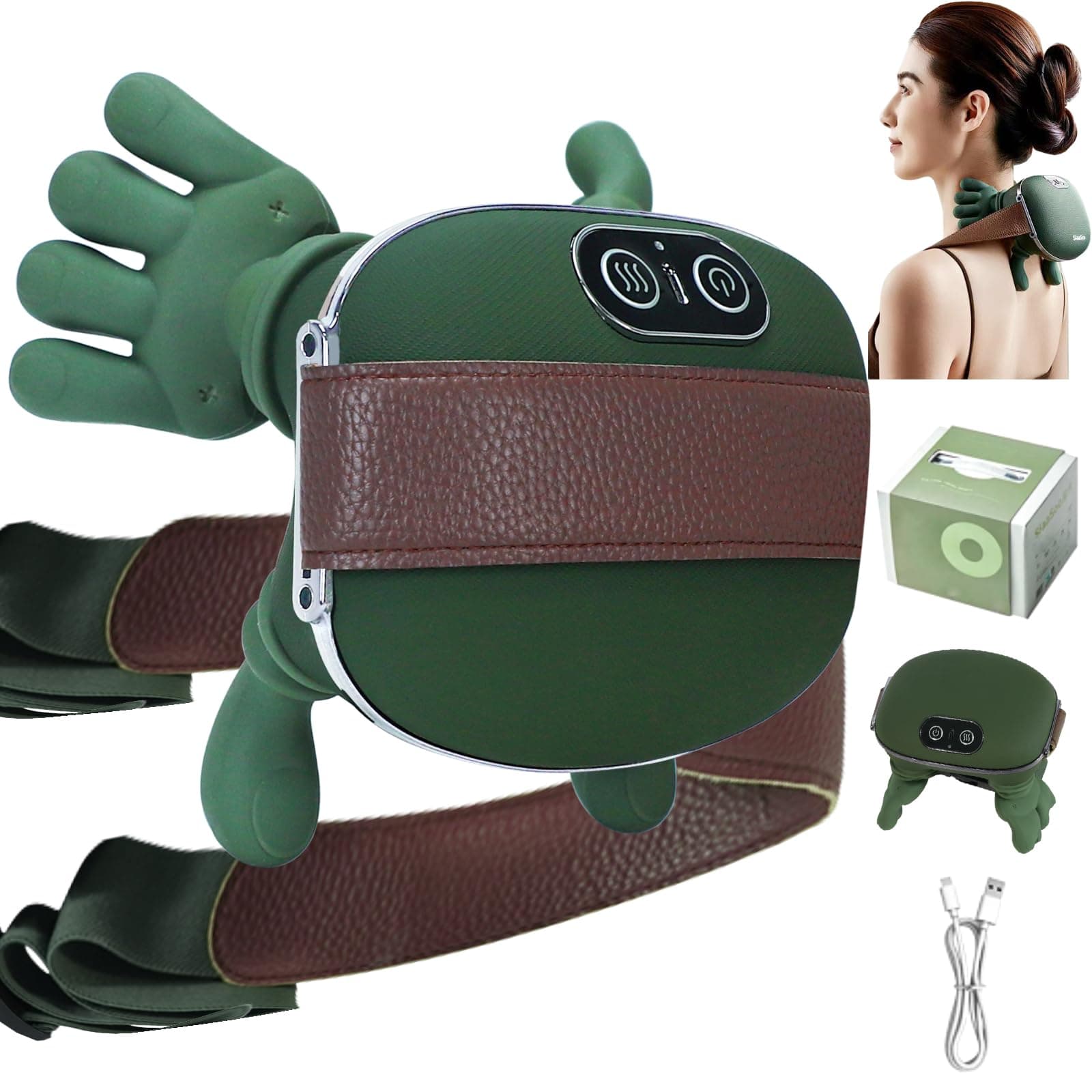 ideallife Masseur Cervical, Masseur Dos Et Cervicales Avec Chaleur, Appareil de Massage Bionique 4D pour le Cou Sans Fil, Ergonomique Coussins de Nuque Massants, Cadeaux Pour Maman, Femmes et Hommes