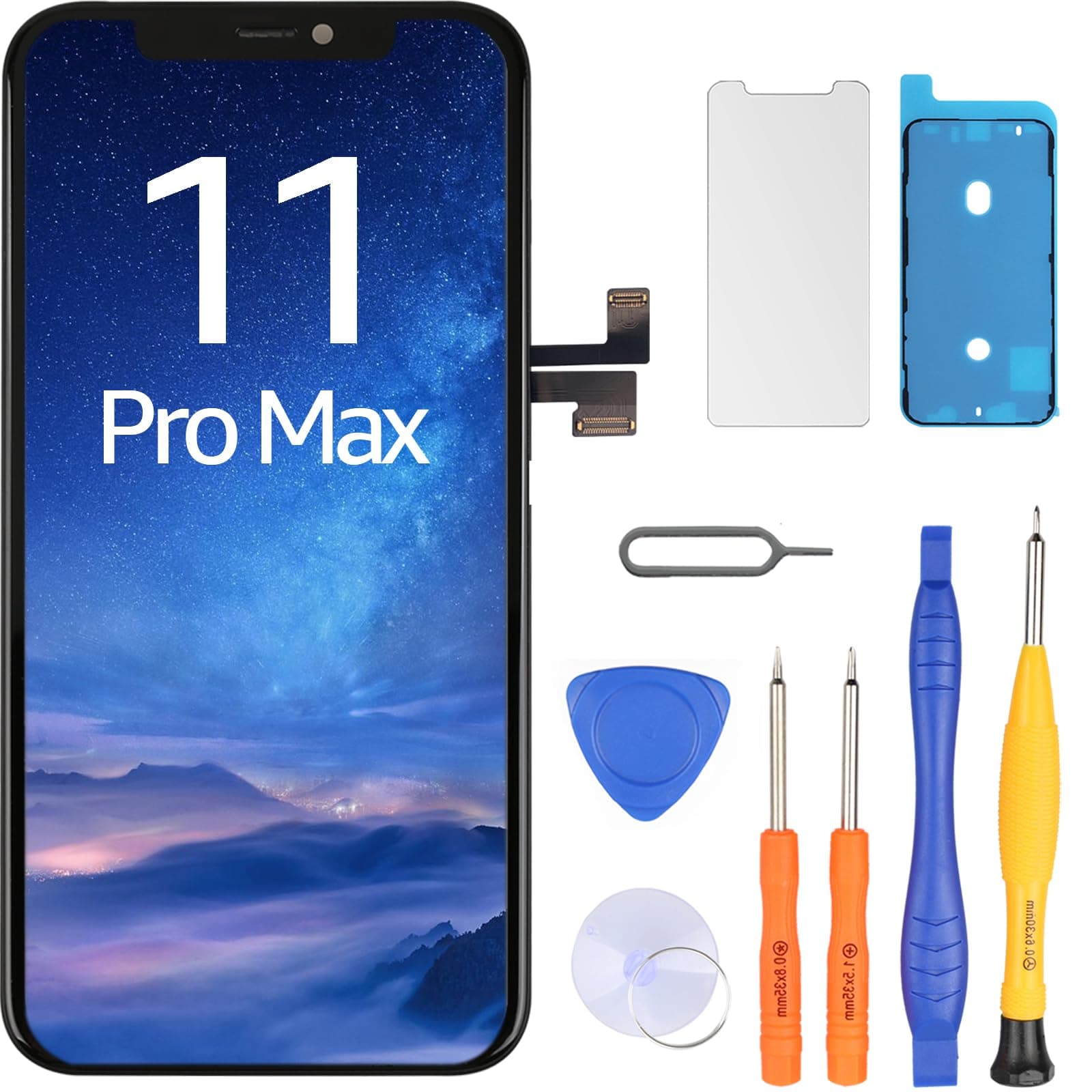 LL TRADER Display per iPhone 11 PRO Max 6,5'' LCD Sostituzione Retina FHD Monitor COF Touchscreen con Kit di Riparazione, Nastro Adesivo Impermeabile e Protezione (Programmabile Truetone)