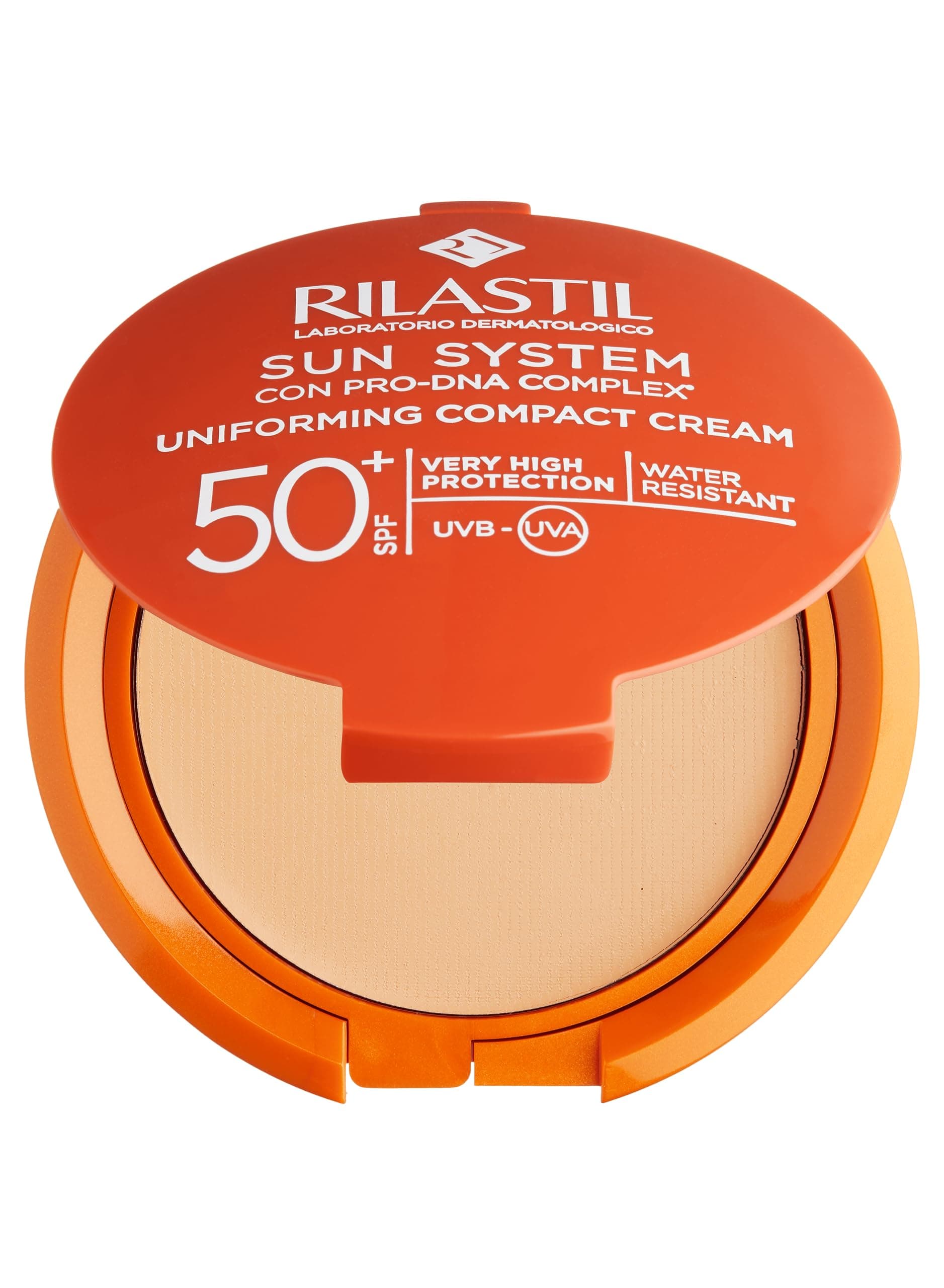 Rilastil Sun System - Base compatta con Spf 50+, corregge le imperfezioni e unifica il tono, resistente all'acqua