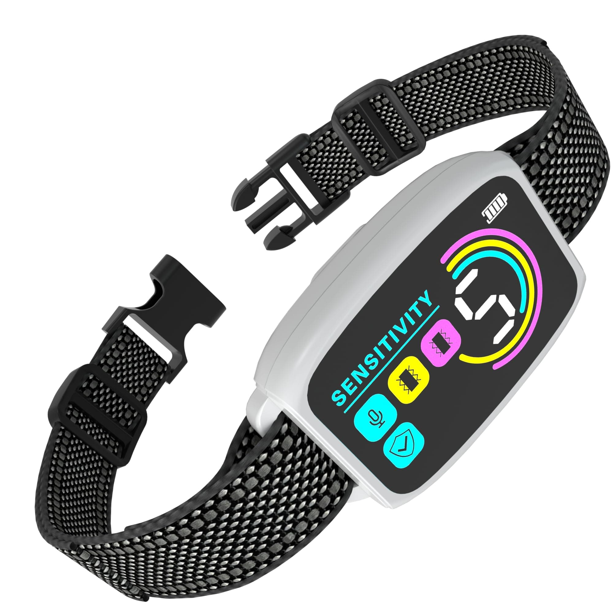 Meloive Collar Antiladridos para Perro,Collar Vibración con 8 Niveles de Sensibilidad Ajustables,4 Modos de Vibración/Fuerte Vibración/Sonido,Resistencia al Agua IP67 y Recargable,Blanco
