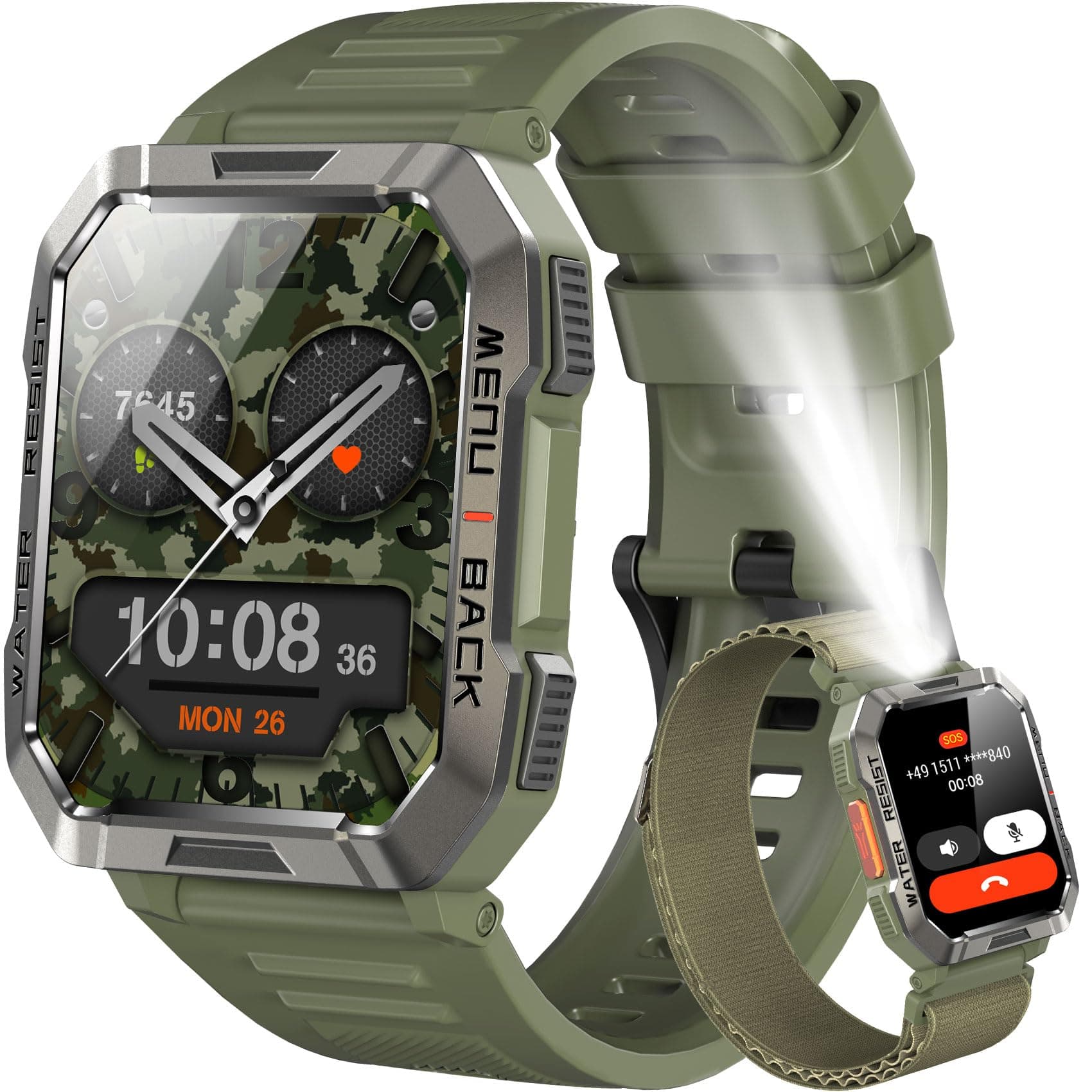 Blackview Smartwatch Uomo, Smartwatch Militare Uomo Fitness con Chiamate Bluetooth,2.01" Orologio Intelligente 112+ Modalità Sportive/900 mAh/Sonno/Cardiofrequenzimetro/Torcia/Bussola per Android IOS