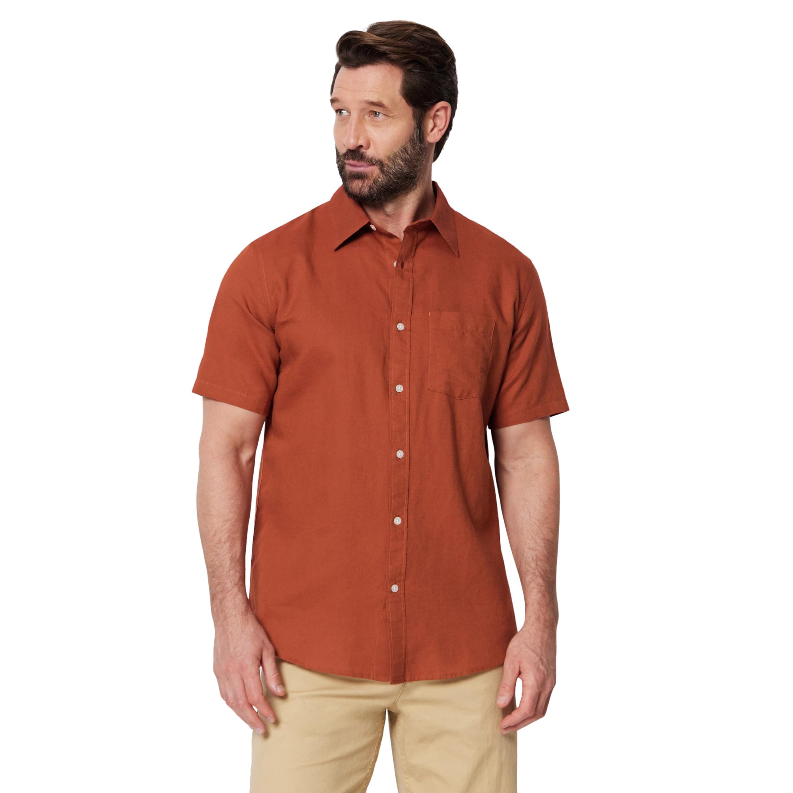 Amazon Essentials Chemise en Lin à Manches Courtes, Coupe Standard Homme
