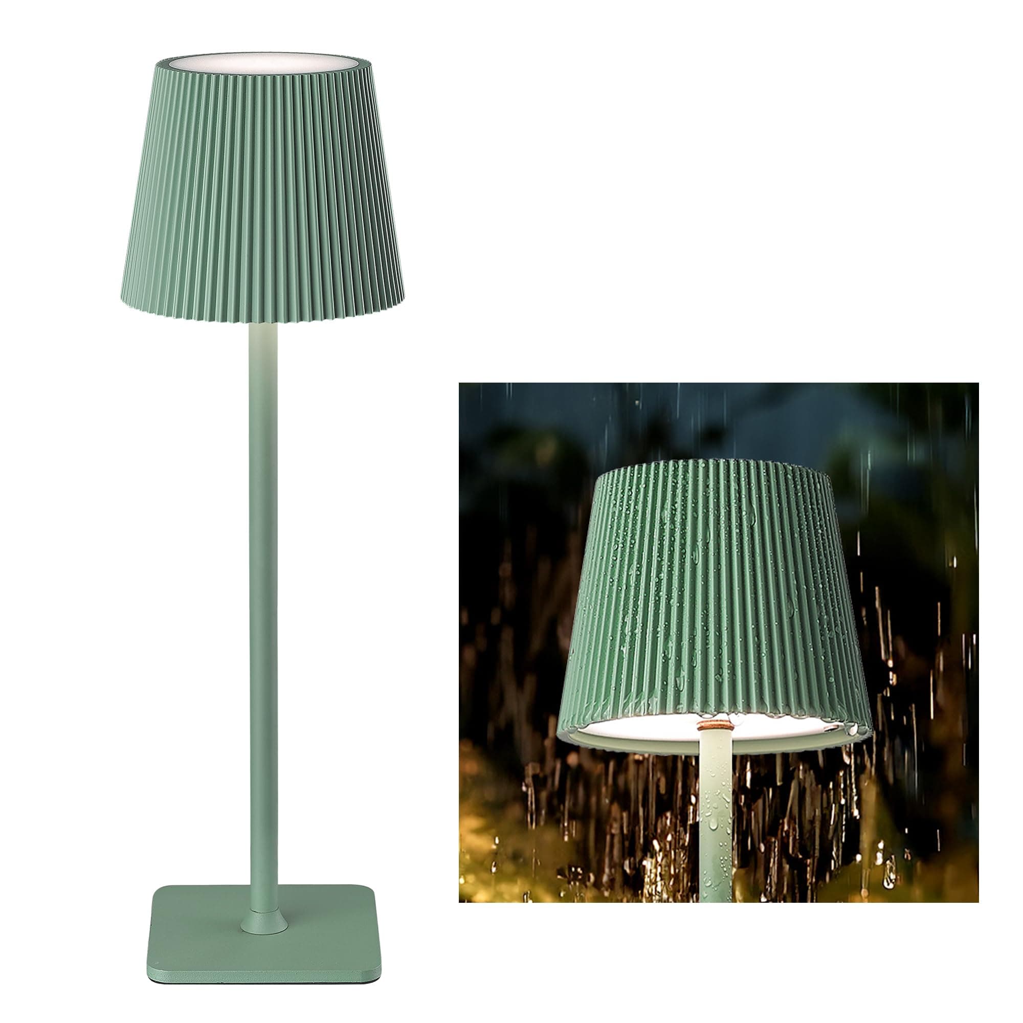 LuminexDesigns Lampada da Tavolo LED Senza Fili con Controllo Touch – Lampada Ricaricabile da 5200mAh Dimmerabile, IP54 Resistente all’Acqua – Perfetta per Interni ed Esterni, Verde