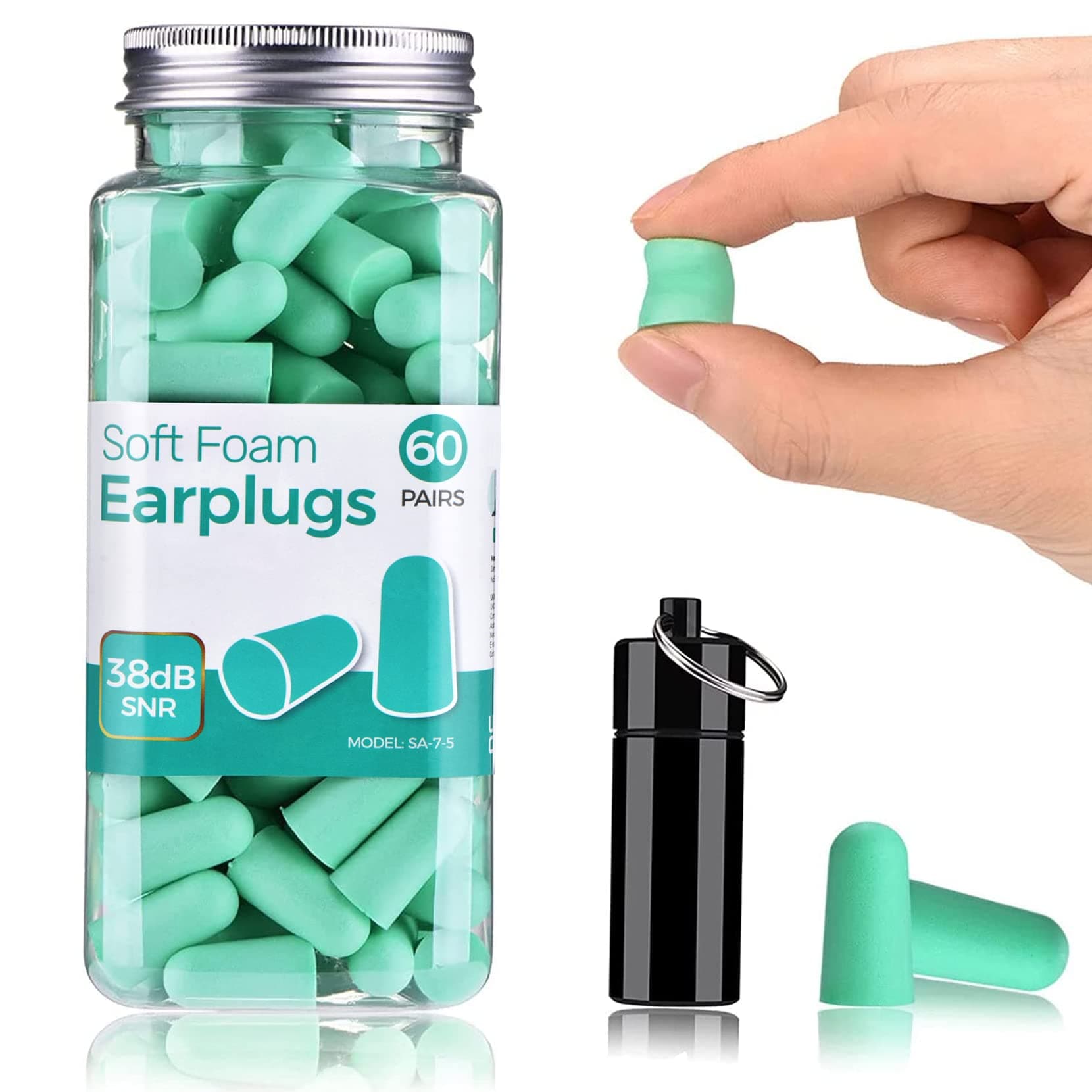 60 Pares Tapones para los Oídos de Espuma Ultrasuaves, Tapones para Dormir con Cancelación de Ruido, 38 dB de SNR Máximo, Reducción, Insonorización, Estudio, Viajes, Campo de Tiro
