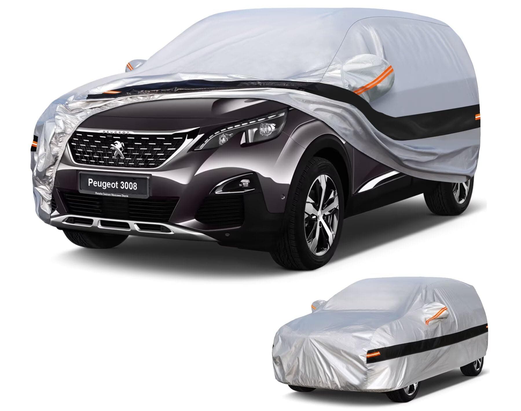 Holthly Bache Voiture Exterieur SUV pour Peugeot 3008(2009-2025) Housse Voiture à 10 Couche,Bache Voiture 100% Imperméable,Bâche Protection Voiture écran Solaire,Protection UV,Anti Rayures.