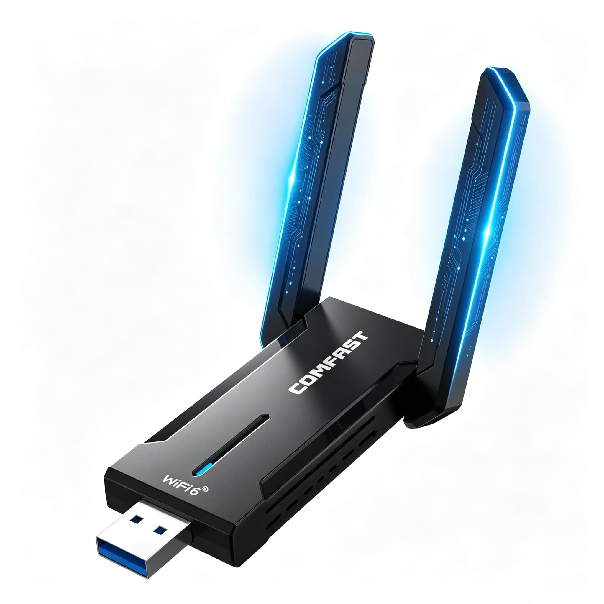 COMFAST AX5400 Adaptador WiFi USB para PC, USB WiFi 6E Tri-Banda 6G/5G/2,4G | Receptor WiFi 6E USB 3.0, Antena WiFi Externa Ajustable, WPA3, MU-MIMO, OFDMA, Compatible con Windows 10/11, Baja Latencia