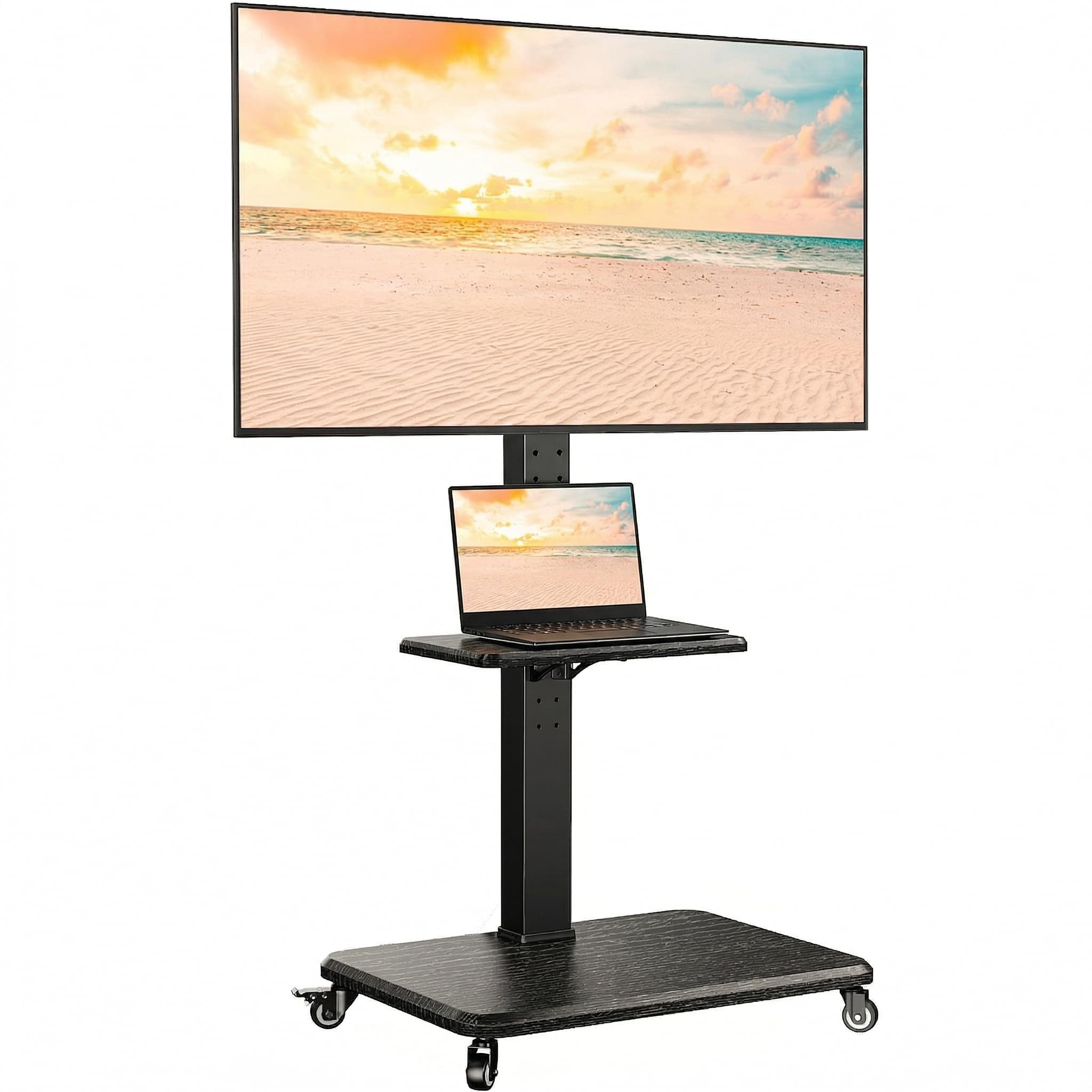 Perlegear Soporte de TV móvil, inclinación y Giro rodante Carro de TV para 32 a 65 70 75 Pulgadas TV hasta 50kg, Altura Ajustable rodante Soporte de TV con Ruedas, MAX VESA 600x400mm, PGTVMC27