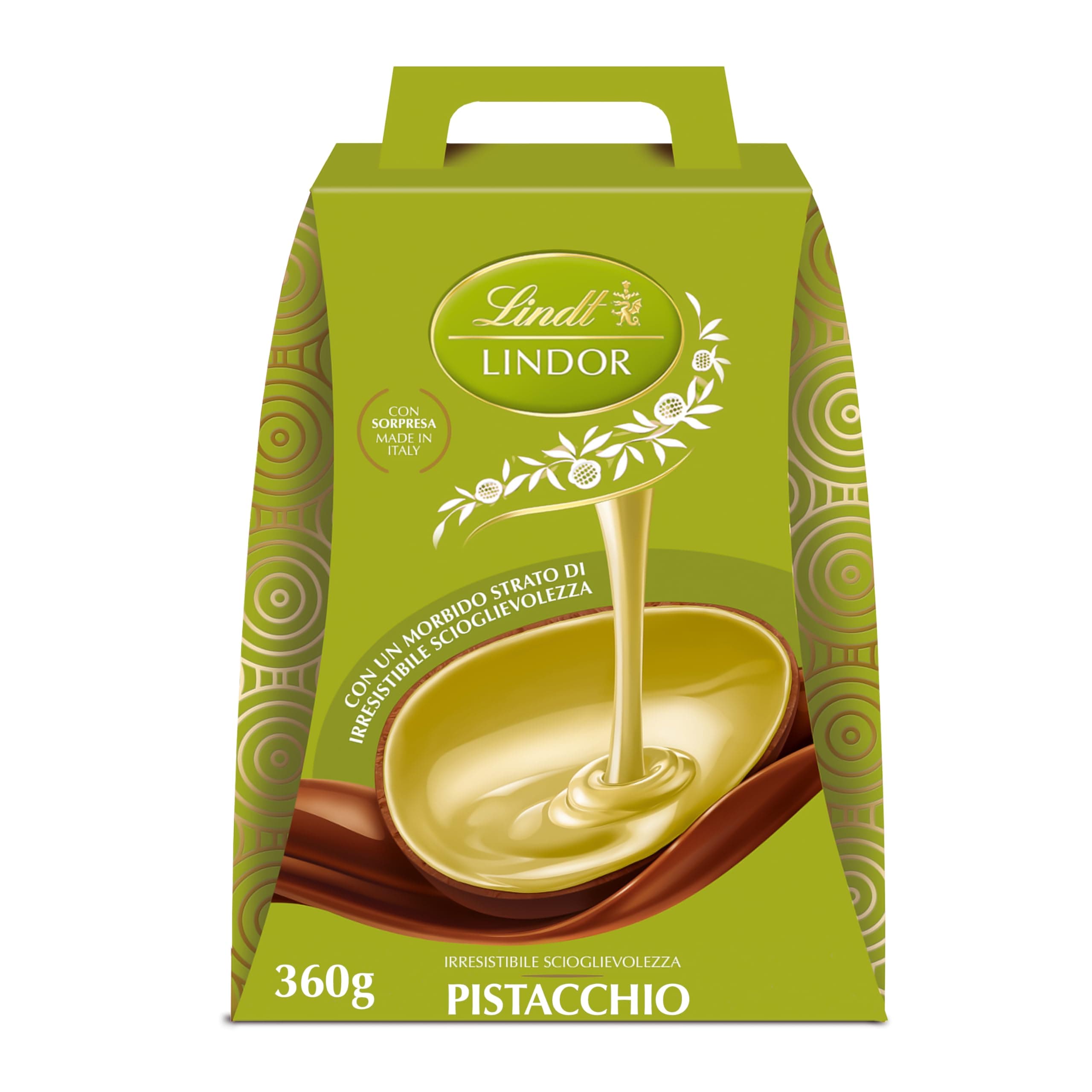 LINDT Uovo di Pasqua 2026 LINDOR Pistacchio, Uovo al Latte e Pistacchio con Doppio Strato e Sorpresa, 360g