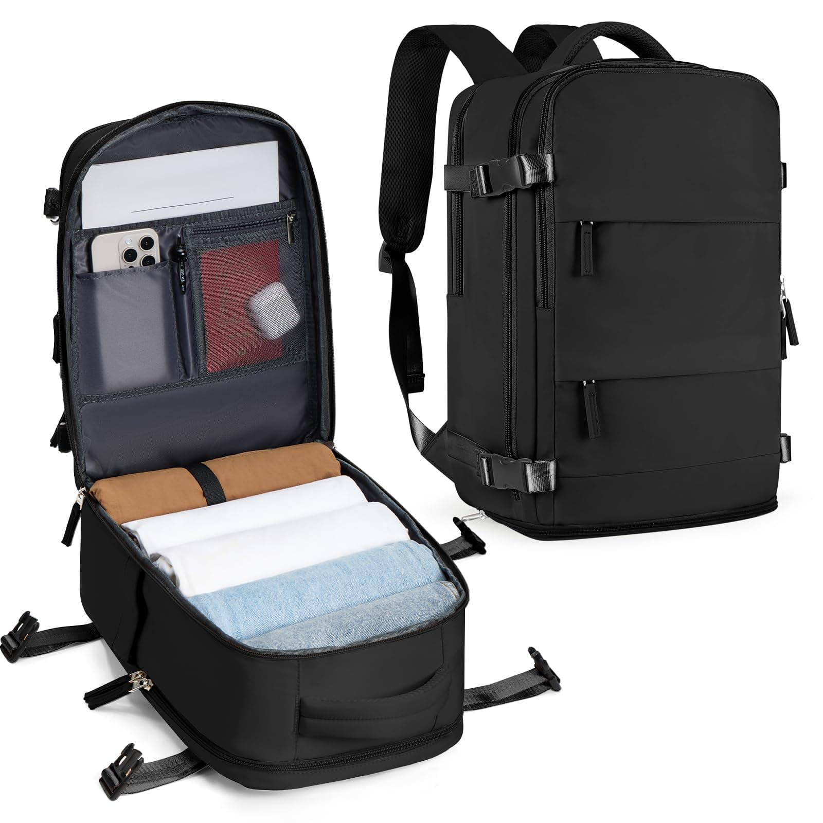 SZLX Mochila Viaje Cabina Avion 40x30x20 Mujer Ryanair Equipaje de Mano 40x30x20 Vueling Wizzair Mochila Viaje Bolsas de Viaje Easyjet para Portatil 14 pulgadas Hombre con compartimento zapatos
