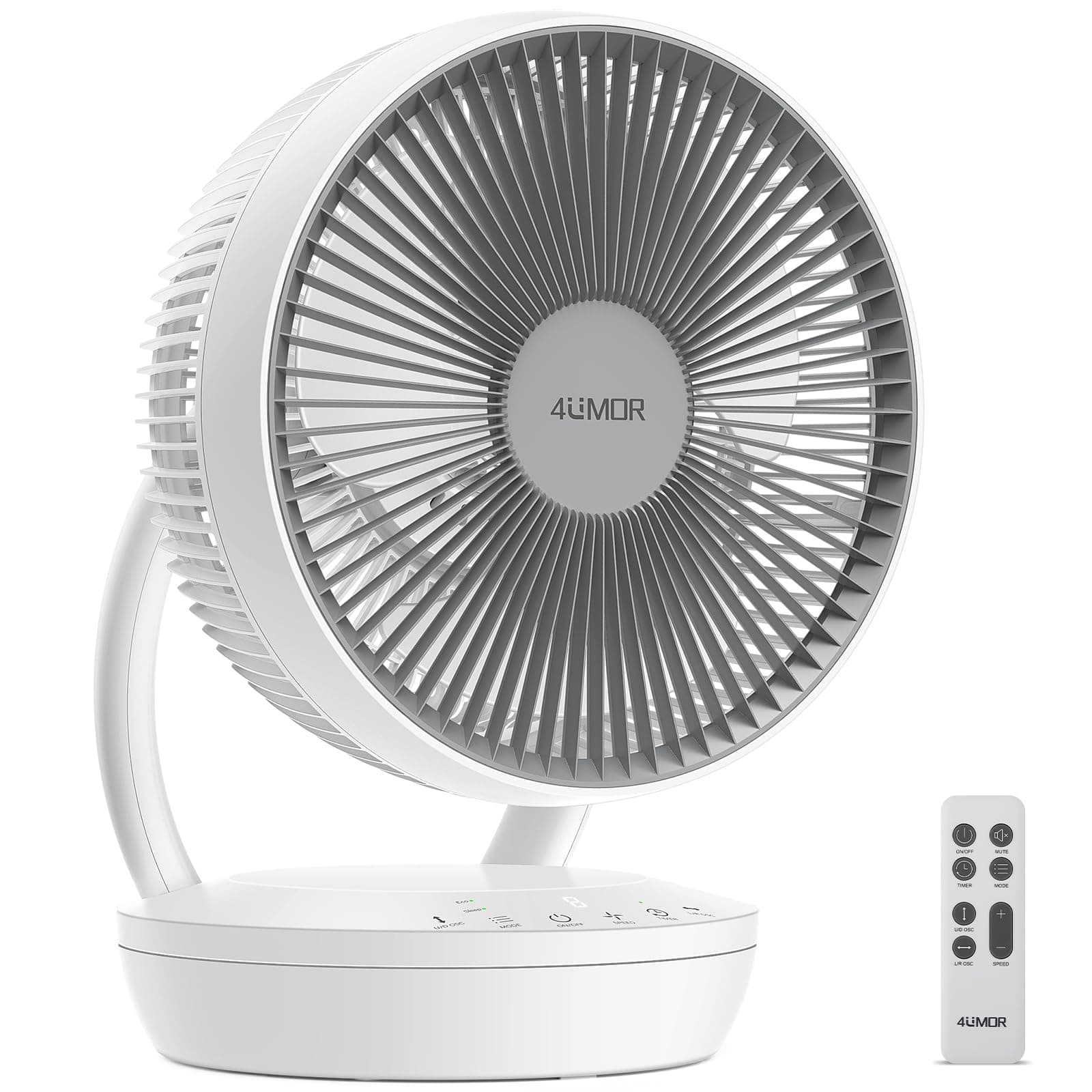 4UMOR Ventilateur Ultra Silencieux Chambre 20dB, Turbo Ventilateur Puissant 1850m³/h avec Télécommande, Moteur DC, Économie d’énergie, 3D Oscillation, 8h Minuterie, 8 Vitesses, Mode ECO, Mode Nuit