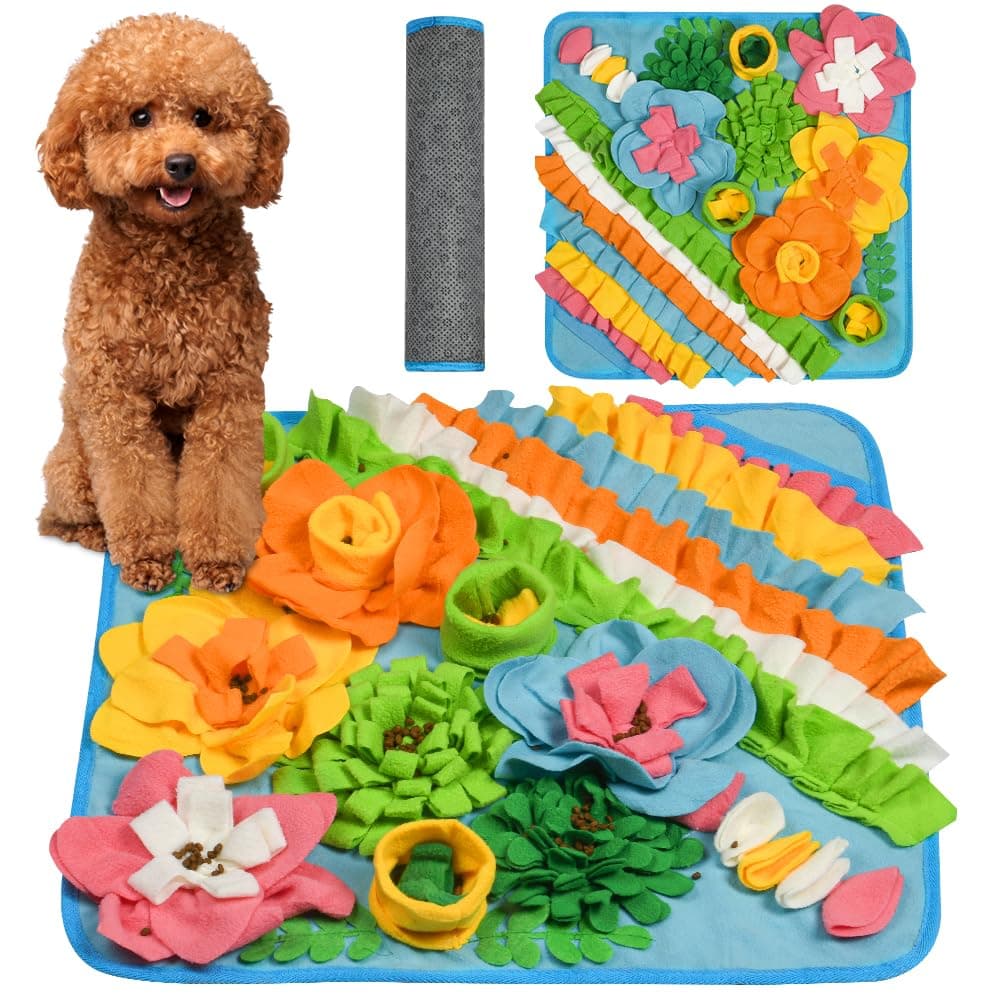 OSDUE Tappeto Olfattivo Cane, 50 cm Foraggiamento Tappeto per Cani Addestramento Foraggiamento di Animali Lavabile Antiscivolo Tappetino Puzzle di Snuffle Giocattolo per Cani Attivazione Mentale Cane