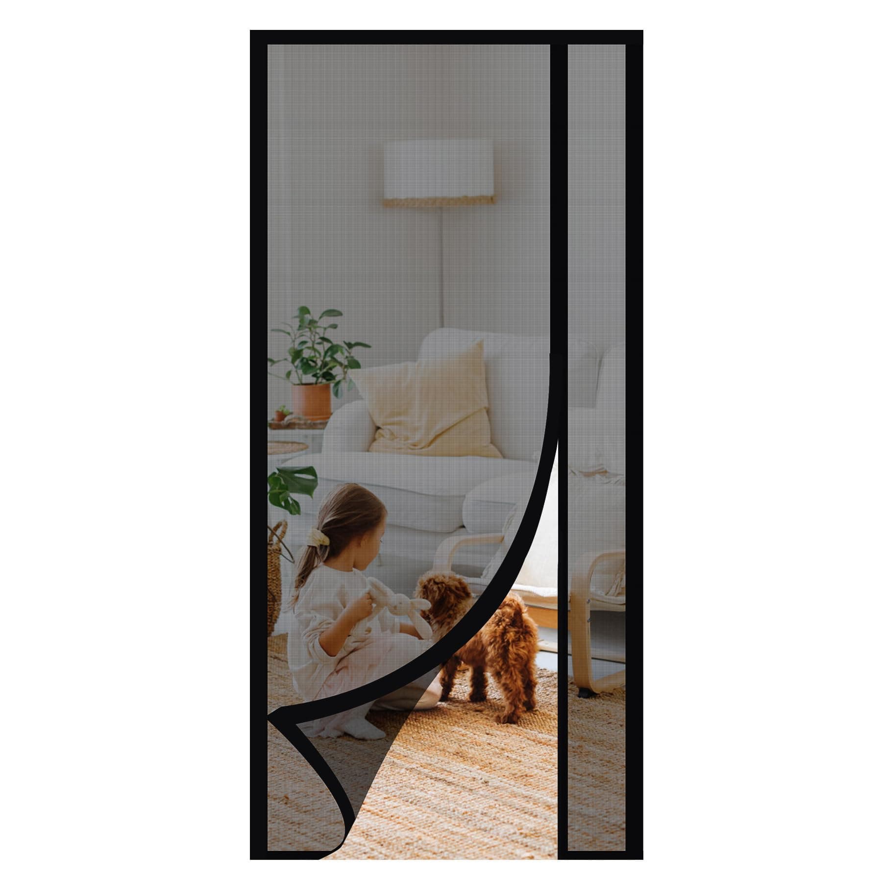 Sekey Moustiquaire Porte Résistant à Griffes de Chat, Moustiquaire Magnétique Ouverture Latérale, Rideaux en Fibre de Verre, Anti Insectes, Installation Facile, 90x220cm