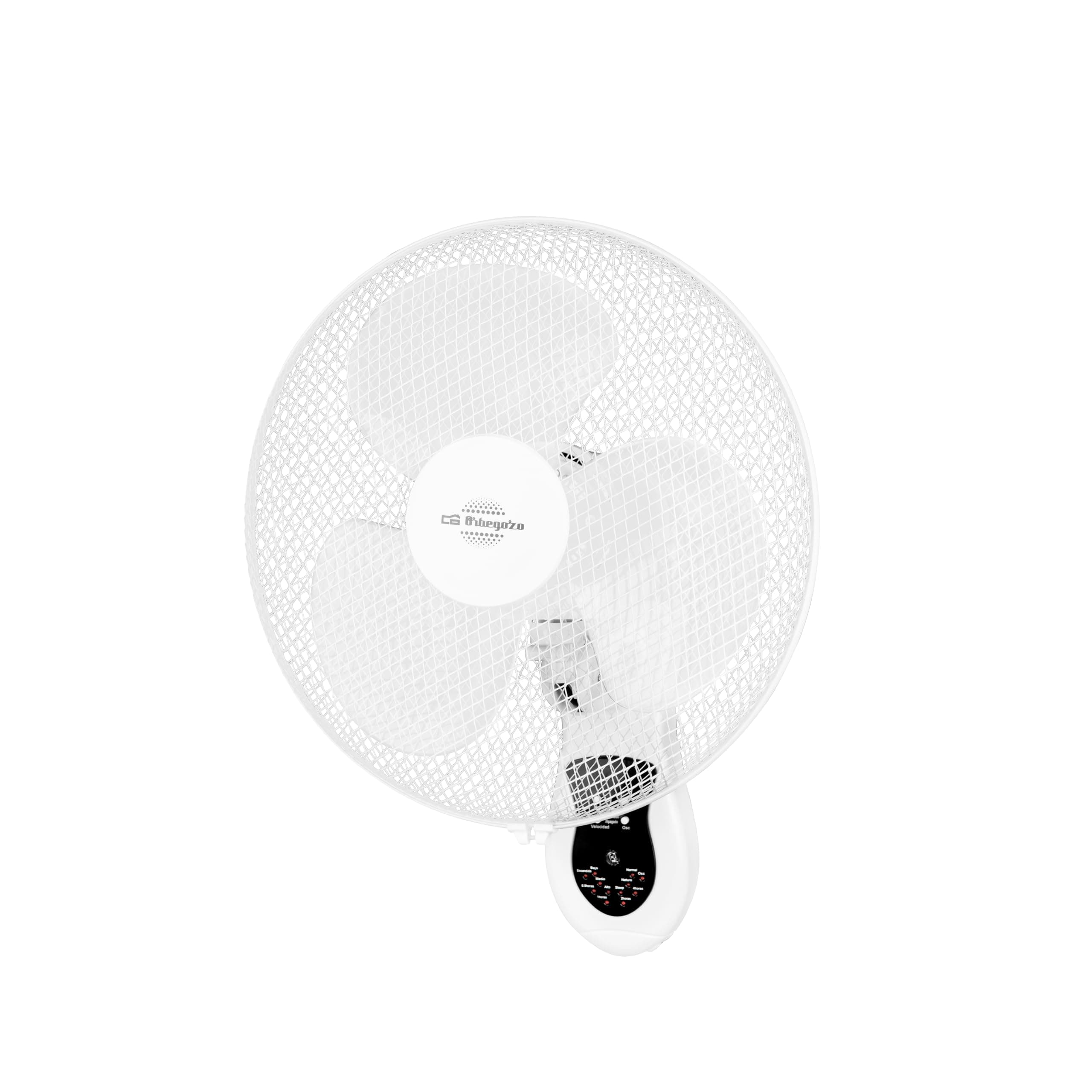Orbegozo WF0242, Ventilatore da parete, Telecomando, 3 velocità di ventilazione, testa oscillante multiregolabile, timer, 40 W, colore bianco