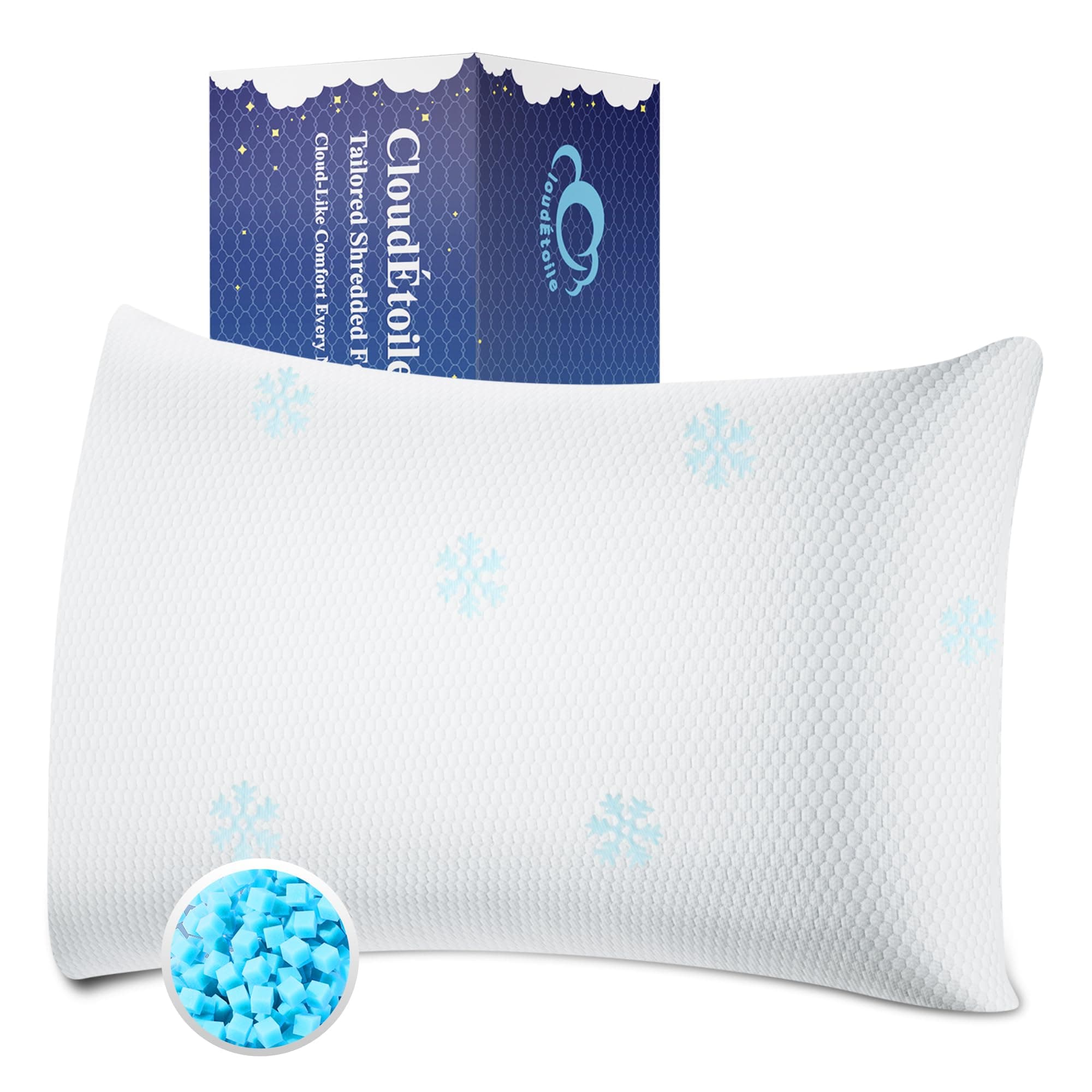 Oreiller Ergonomique Cervical Mémoire Forme Déchiquetée, Réglable 60x40 cm | CloudÉtoile Oreiller à Mémoire de Forme pour la Nuque, Coussin Memory Foam pour Dormir sur Le Côté et Le Ventre, CertiPUR-EU
