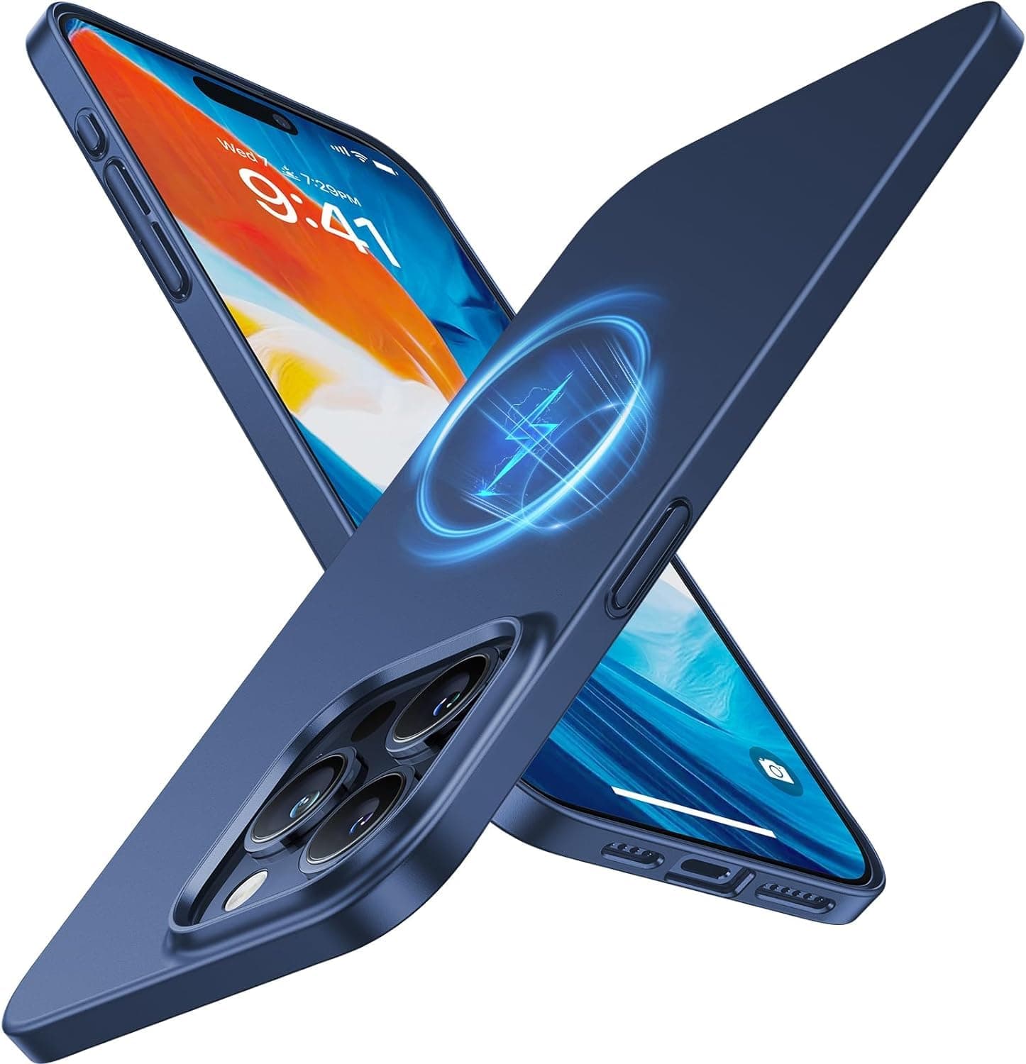 TORRAS Ultra Dünn für iPhone 15 Pro Hülle für MagSafe, Blau | Nr. 1 Magnetkraft Stoßfest Kratzfest Hülle iPhone 15 Pro Case(Samtiger Griff & Elegantes Aussehen) Hülle iPhone 15 Pro